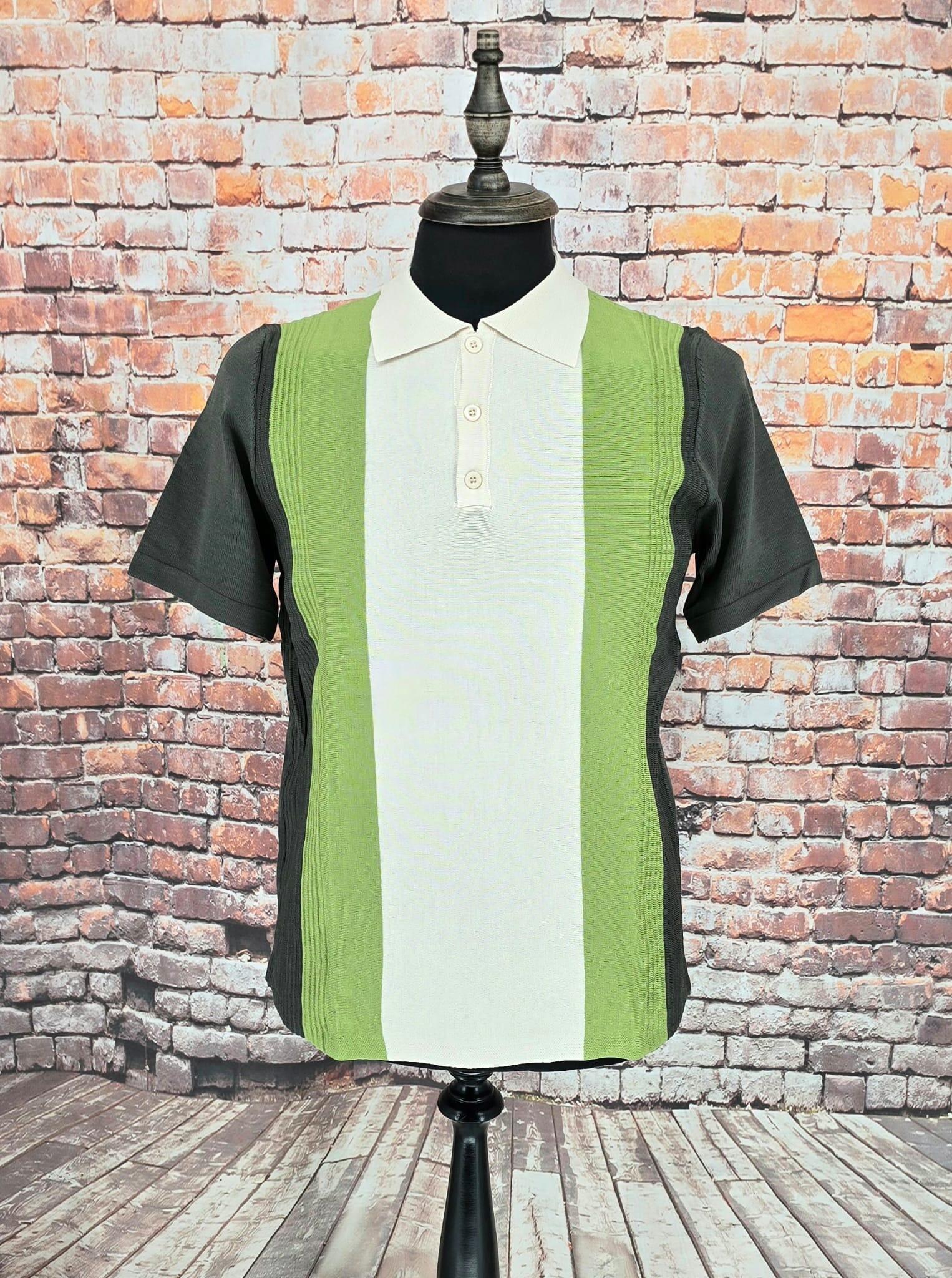 Lime Cream & Khaki 3 Button Knitted Top