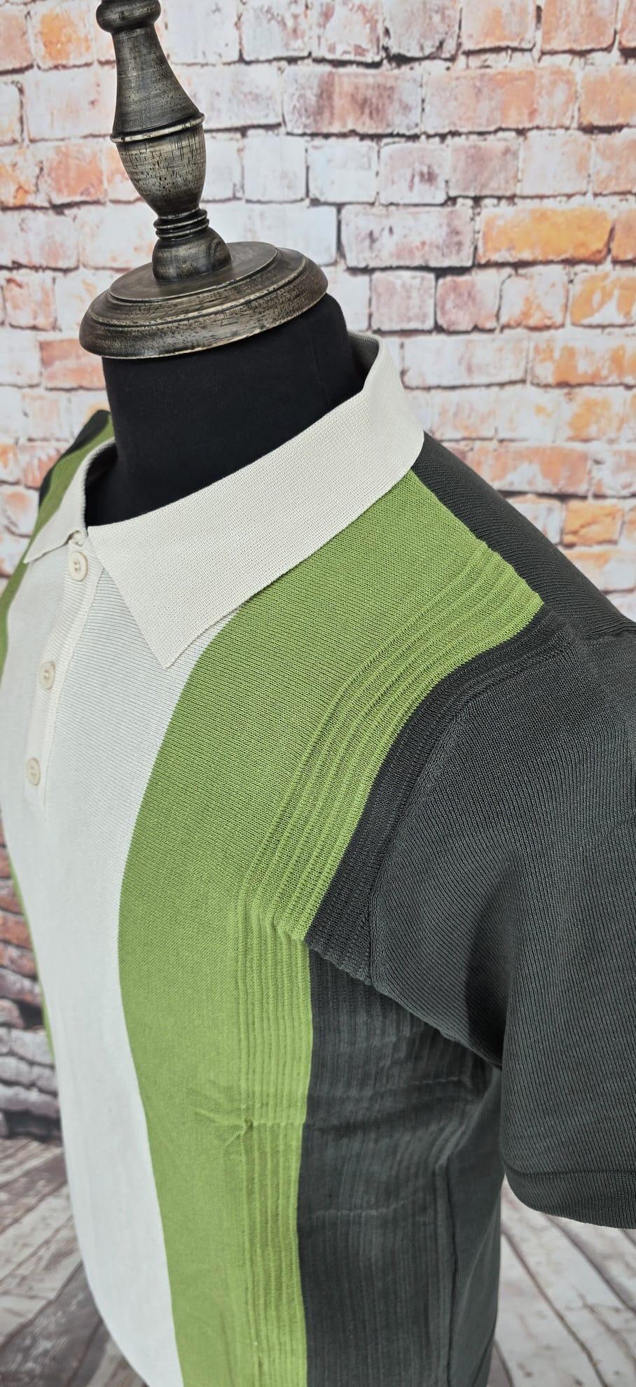 Lime Cream & Khaki 3 Button Knitted Top