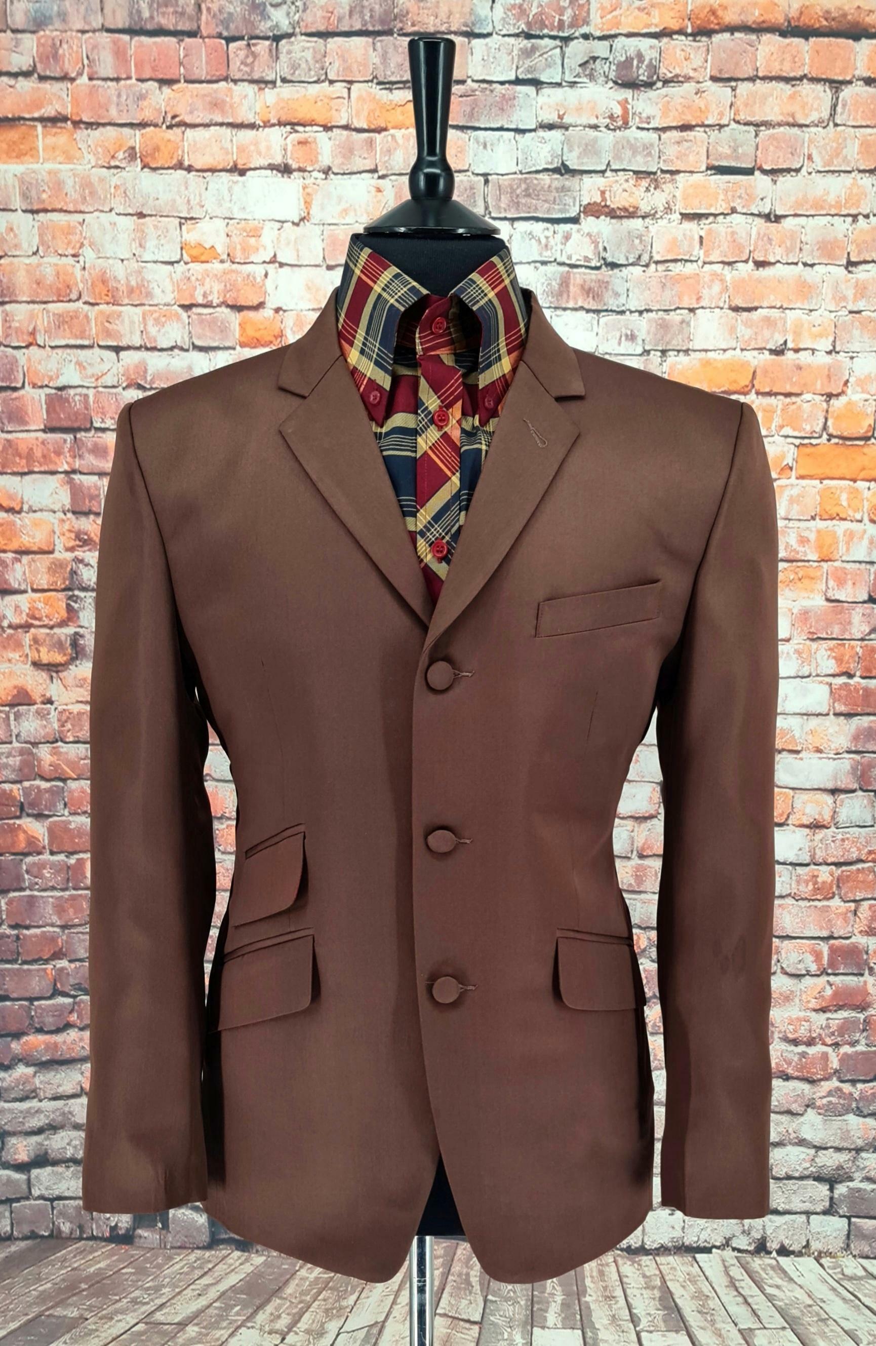 Karloff - Choc Brown Three Button Mod Suit