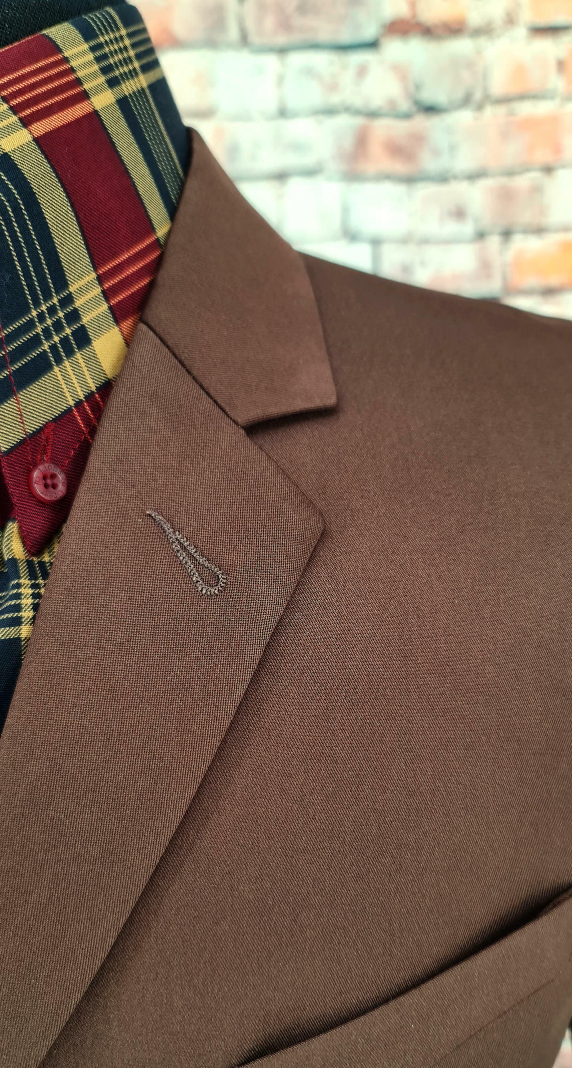 Karloff - Choc Brown Three Button Mod Suit