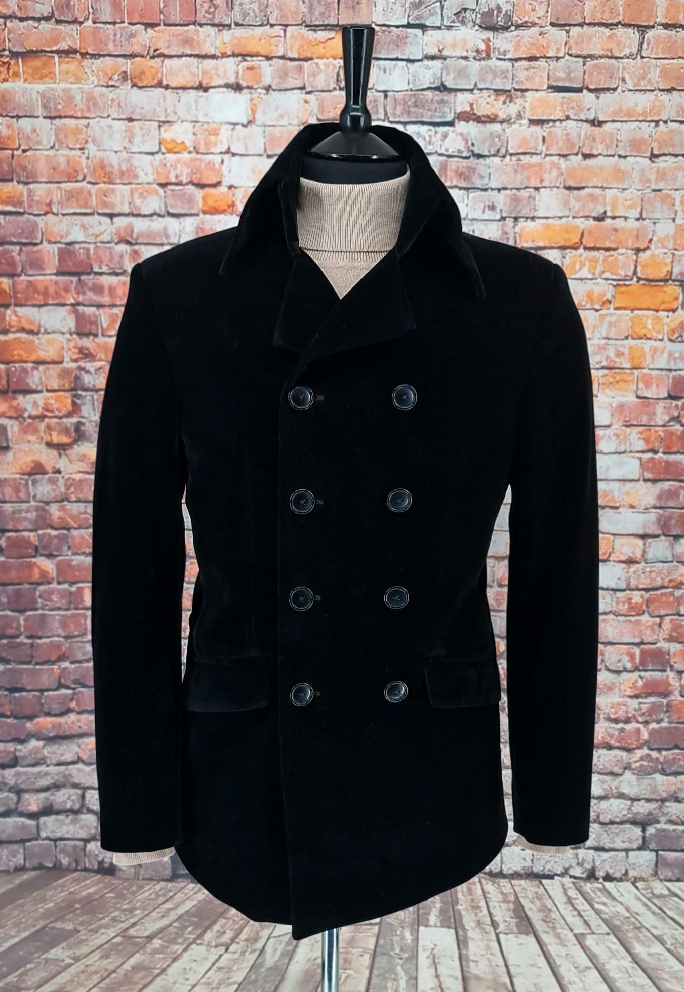 Mangan-  High Collared Jet Velvet Jacket