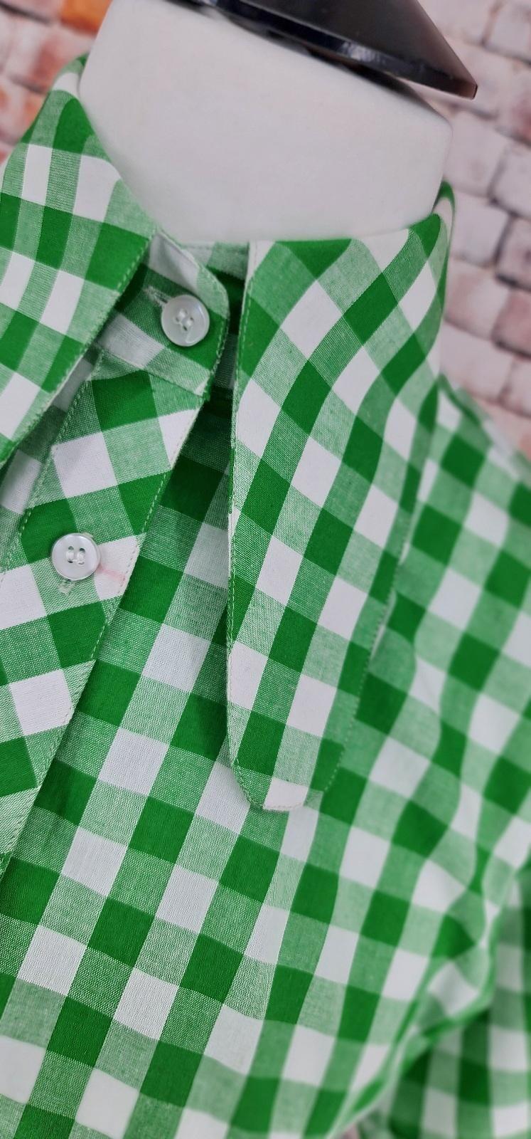 Stacey - Women's Green Gingham Beagle Collared Shirt