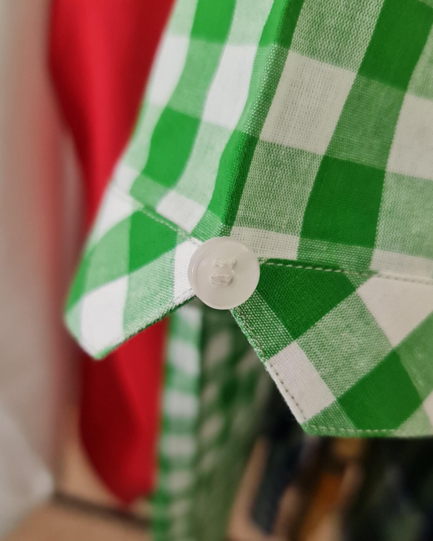 Stacey - Women's Green Gingham Beagle Collared Shirt