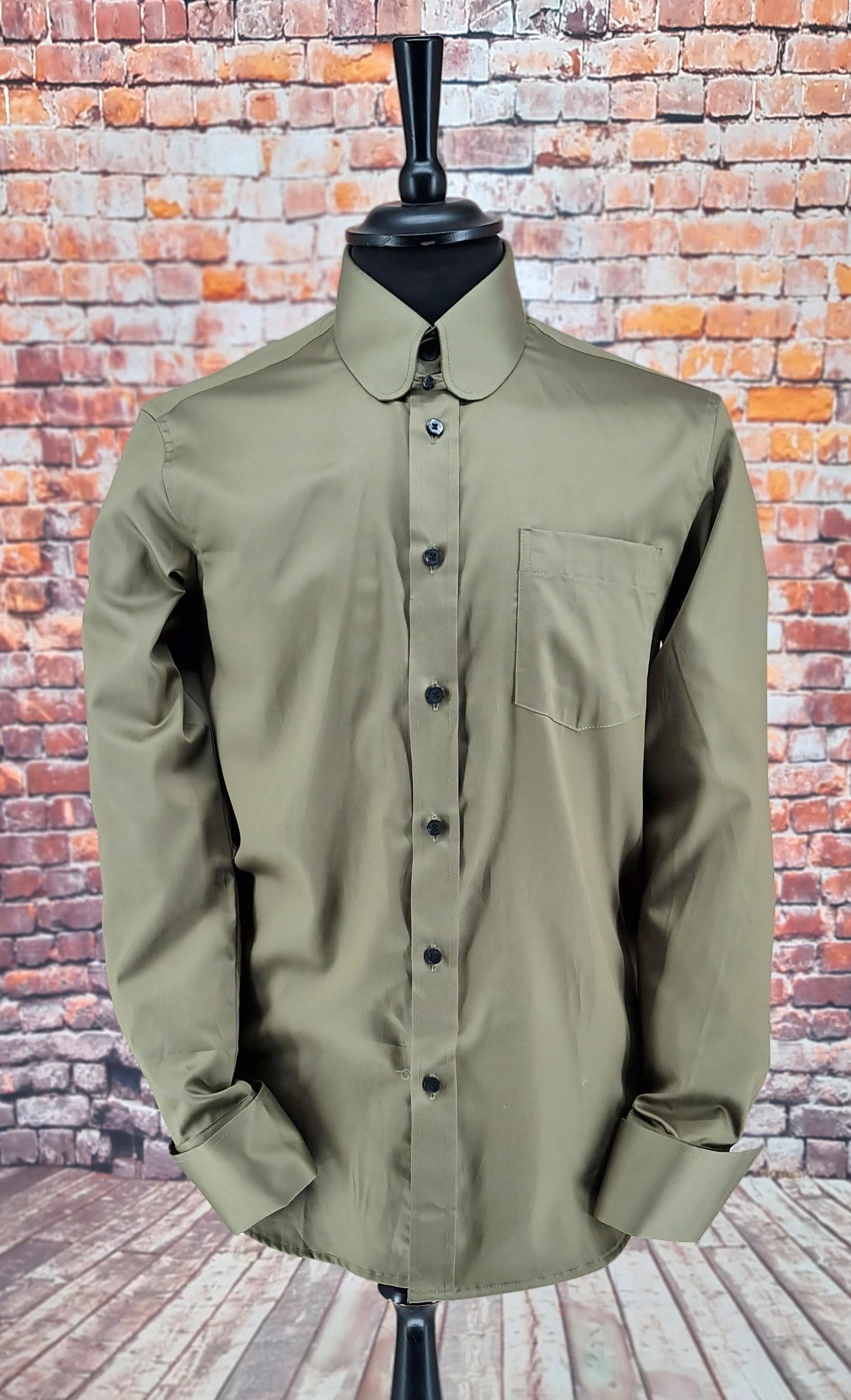 Holmes -  Olive Penny Collar Shirt