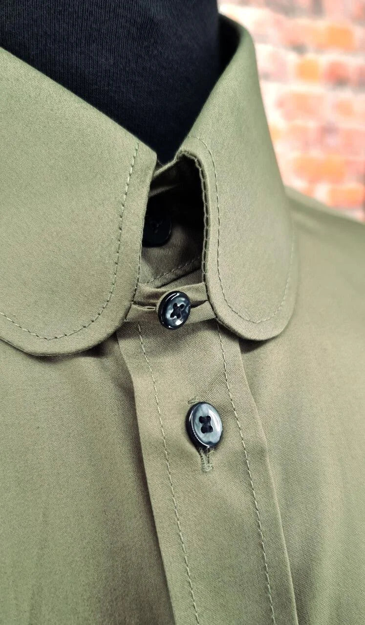 Holmes -  Olive Penny Collar Shirt
