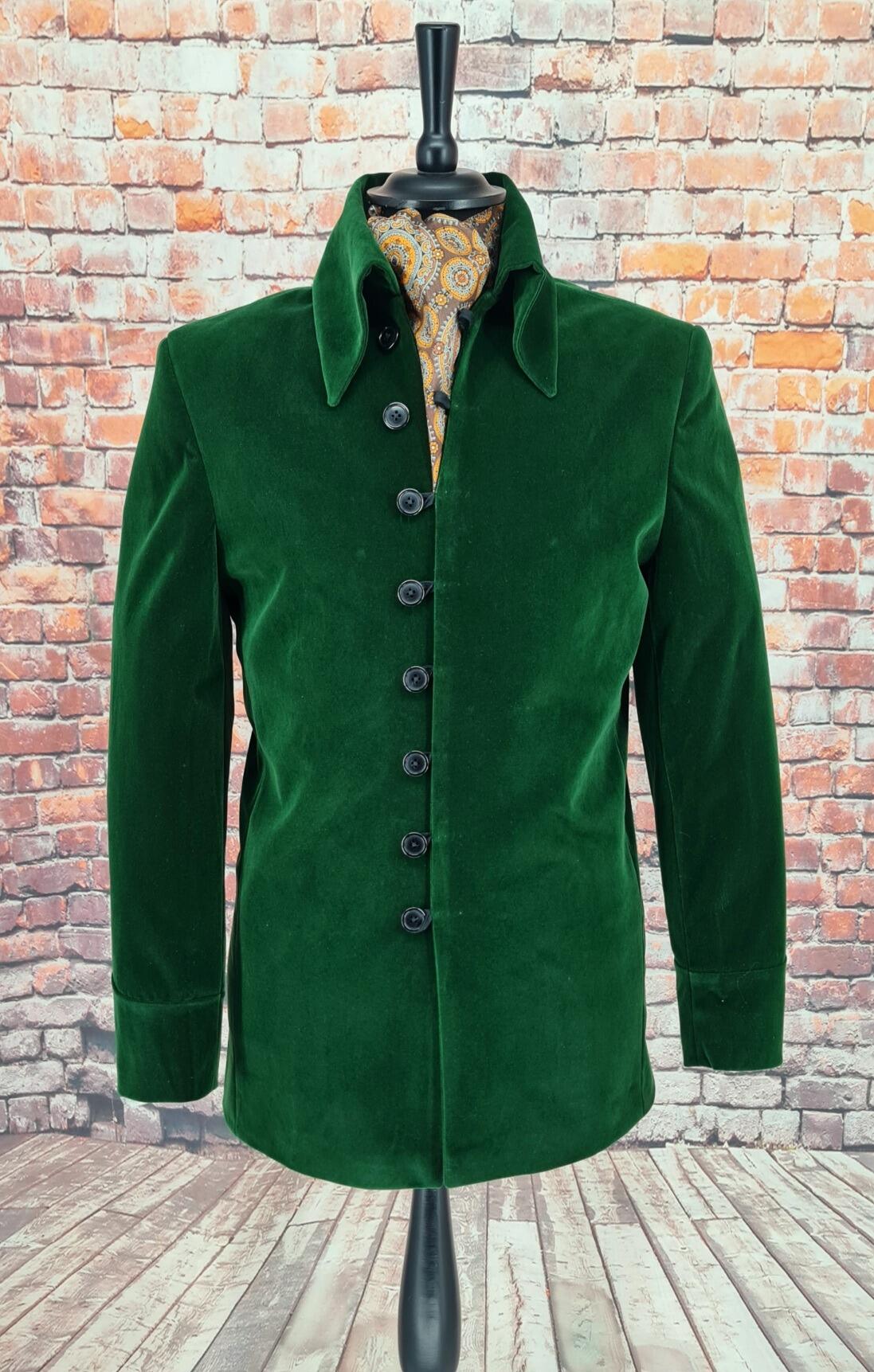 Simon - Bottle Green Late 60s Inspired Velvet Jacket