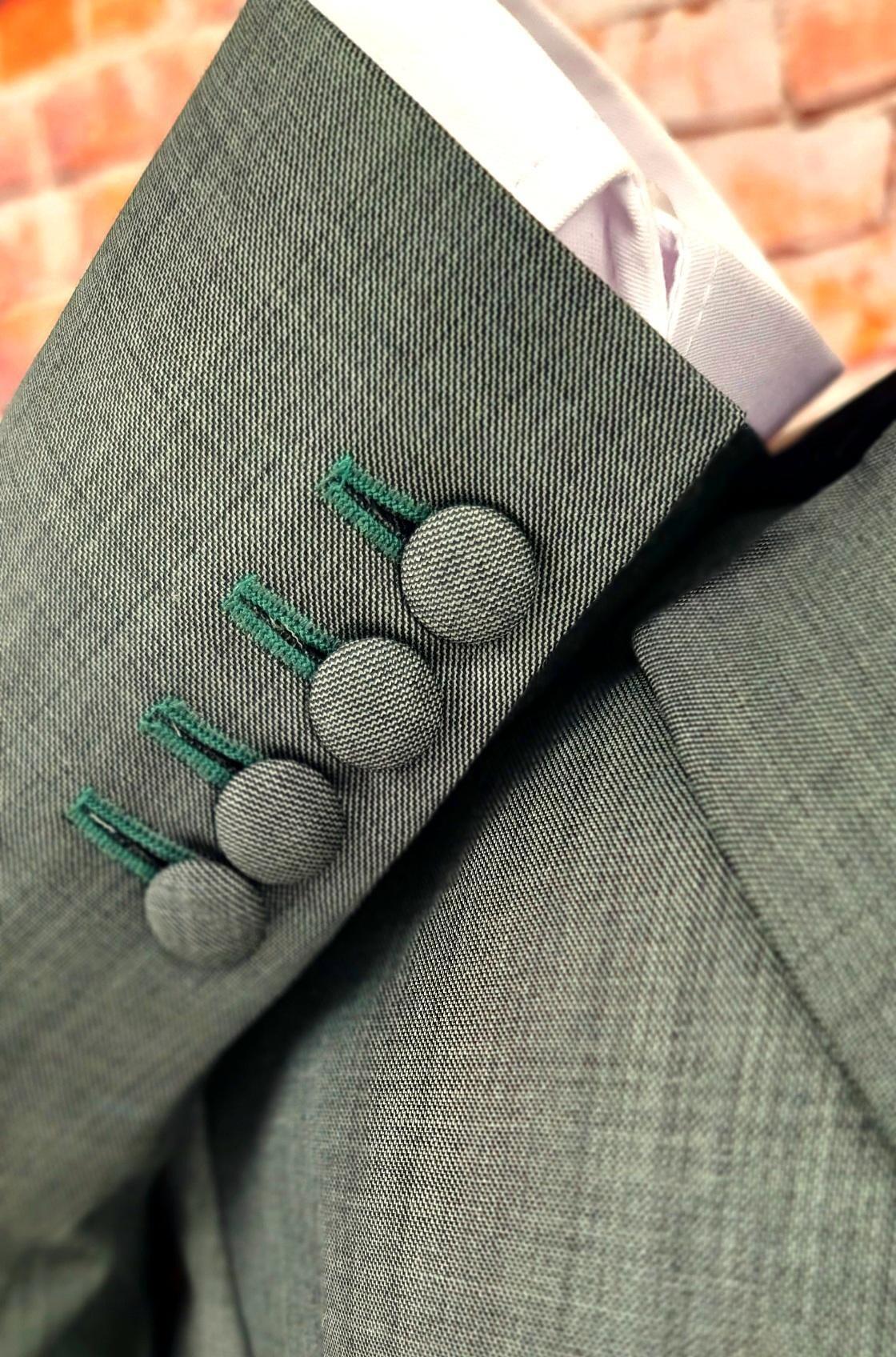 Frank - Sage Black Fine Wool Suit With Velvet Collar