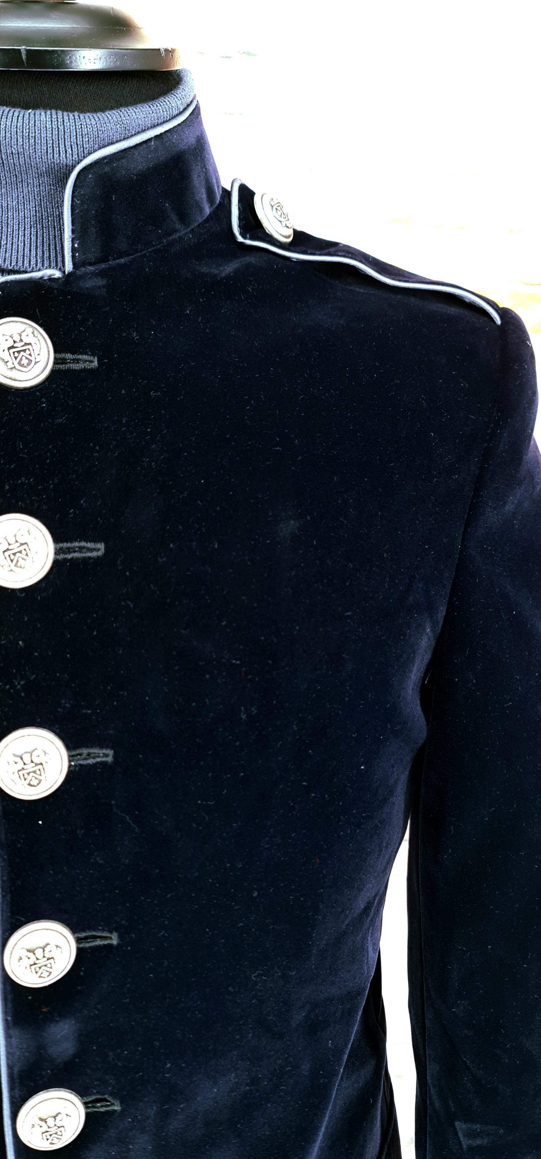 "Wellington" Navy Velvet Military Style Dress Jacket