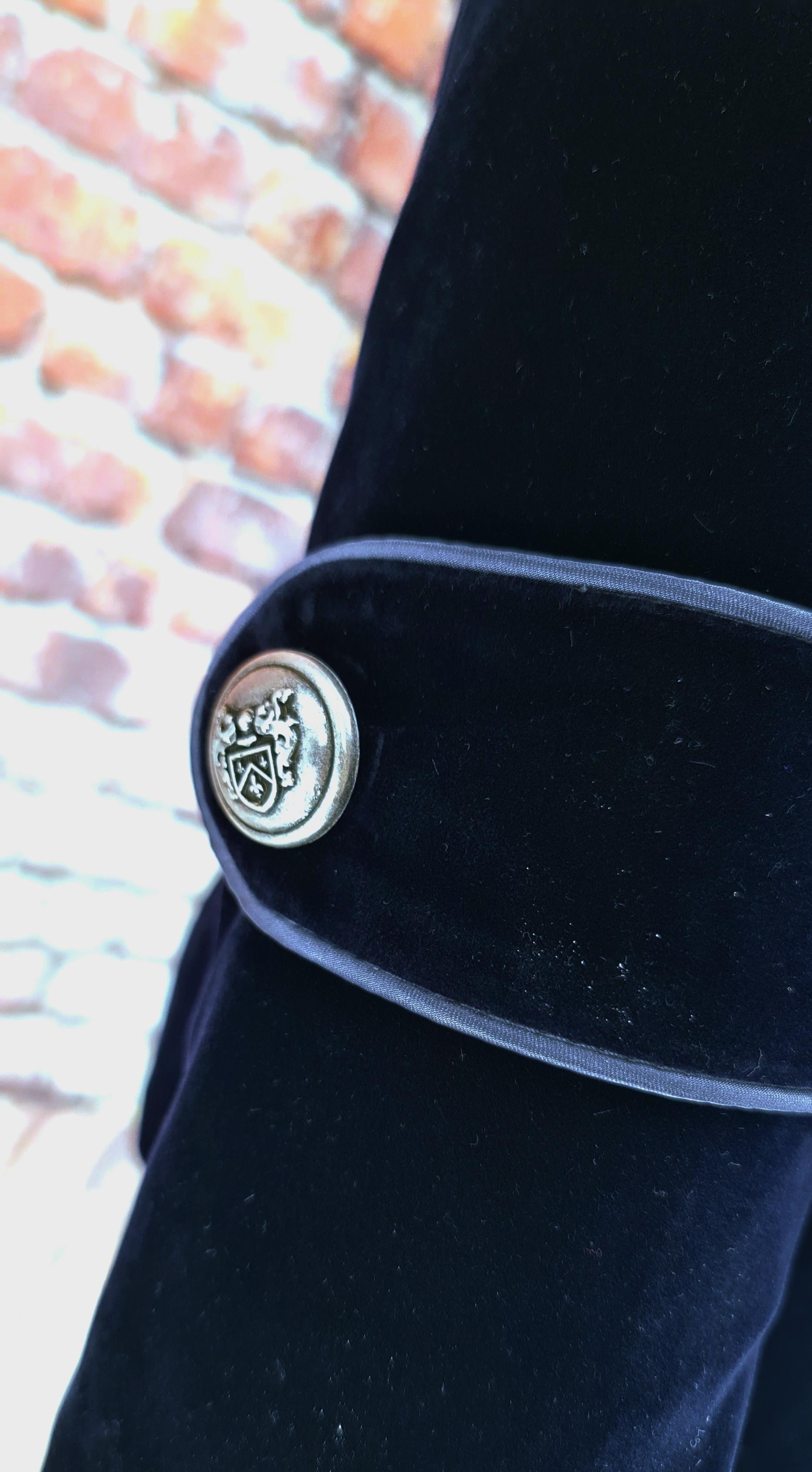 "Wellington" Navy Velvet Military Style Dress Jacket