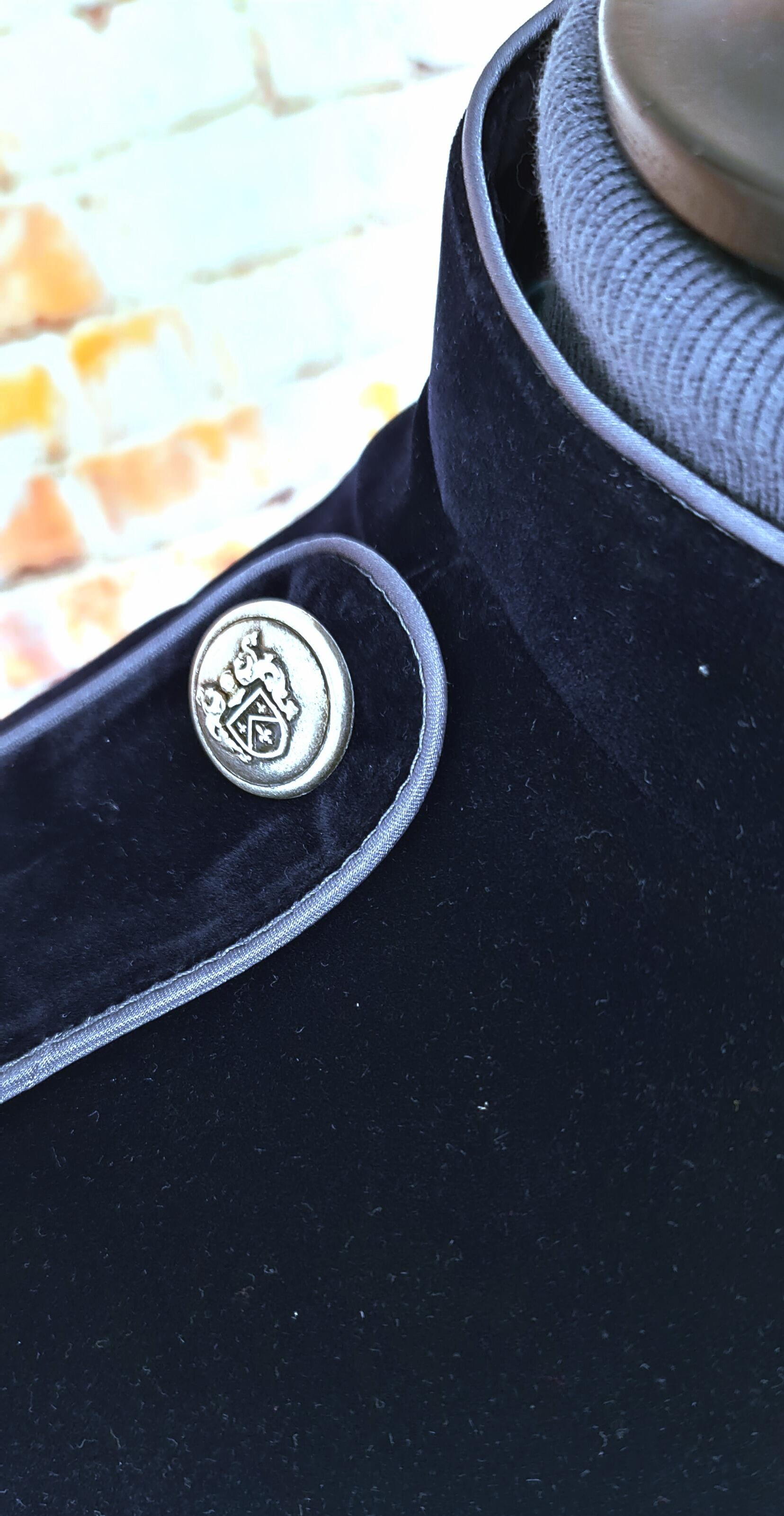 "Wellington" Navy Velvet Military Style Dress Jacket