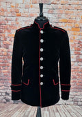 "Reginald" Black Velvet Military Style Dress Jacket