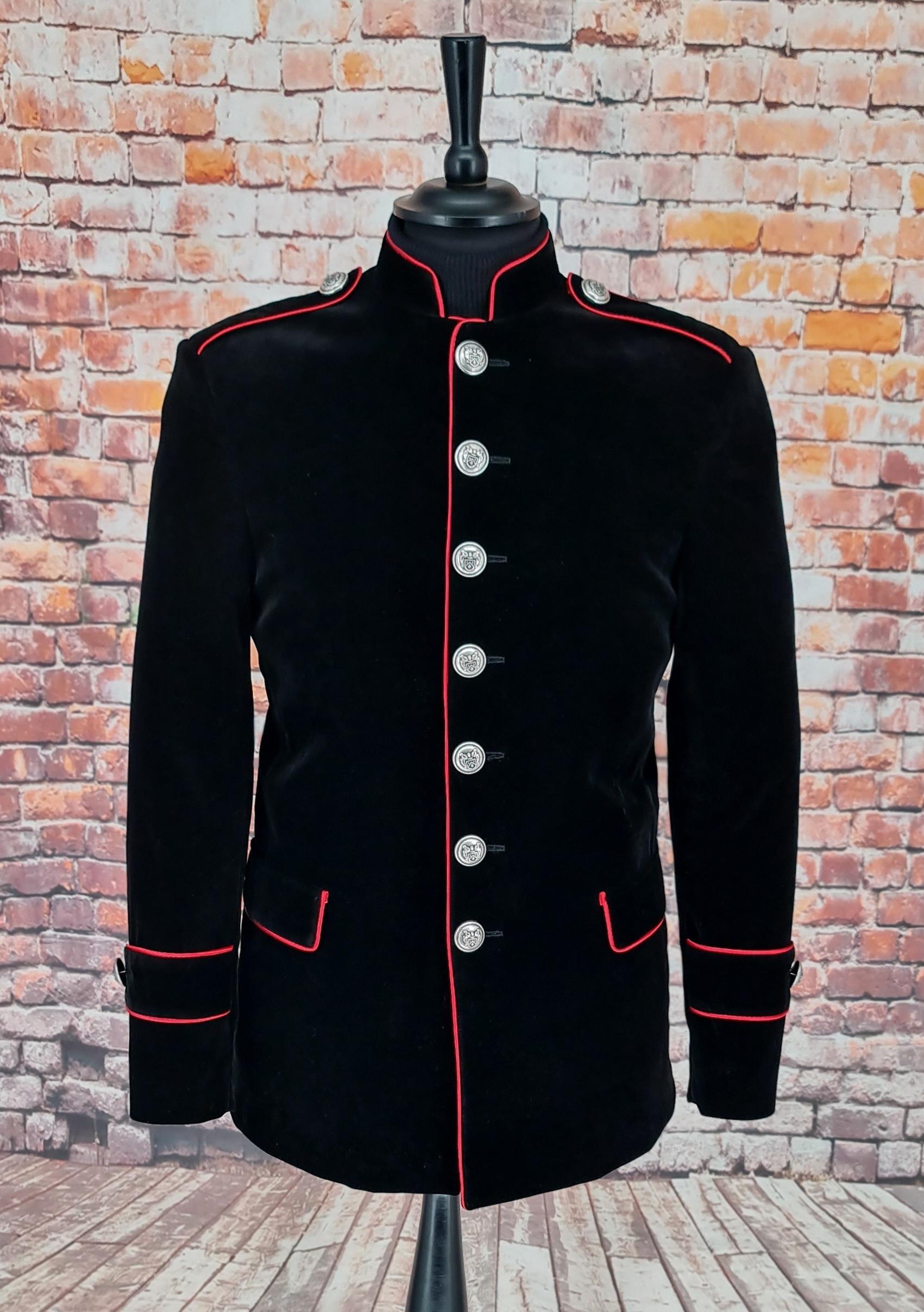 "Reginald" Black Velvet Military Style Dress Jacket