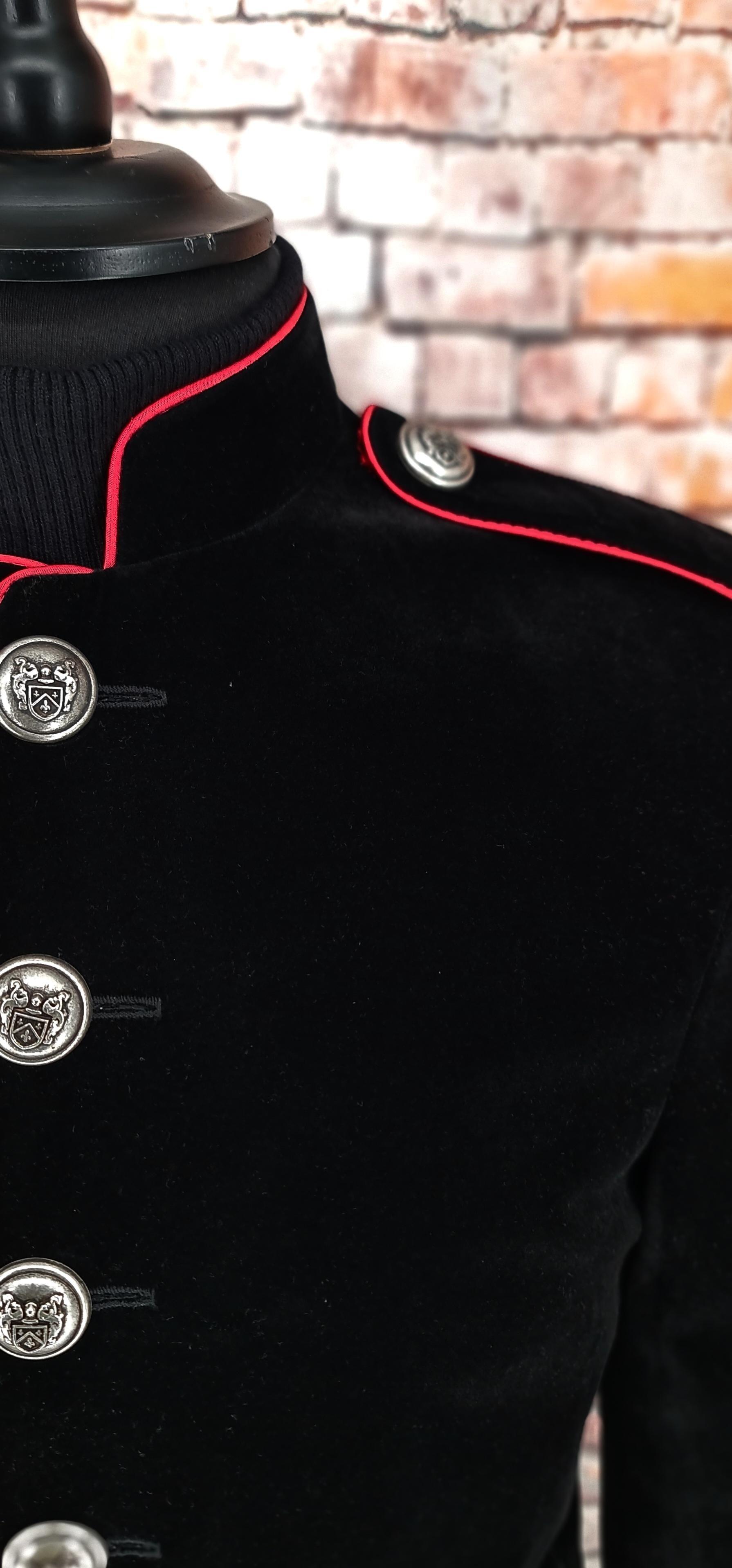 "Reginald" Black Velvet Military Style Dress Jacket