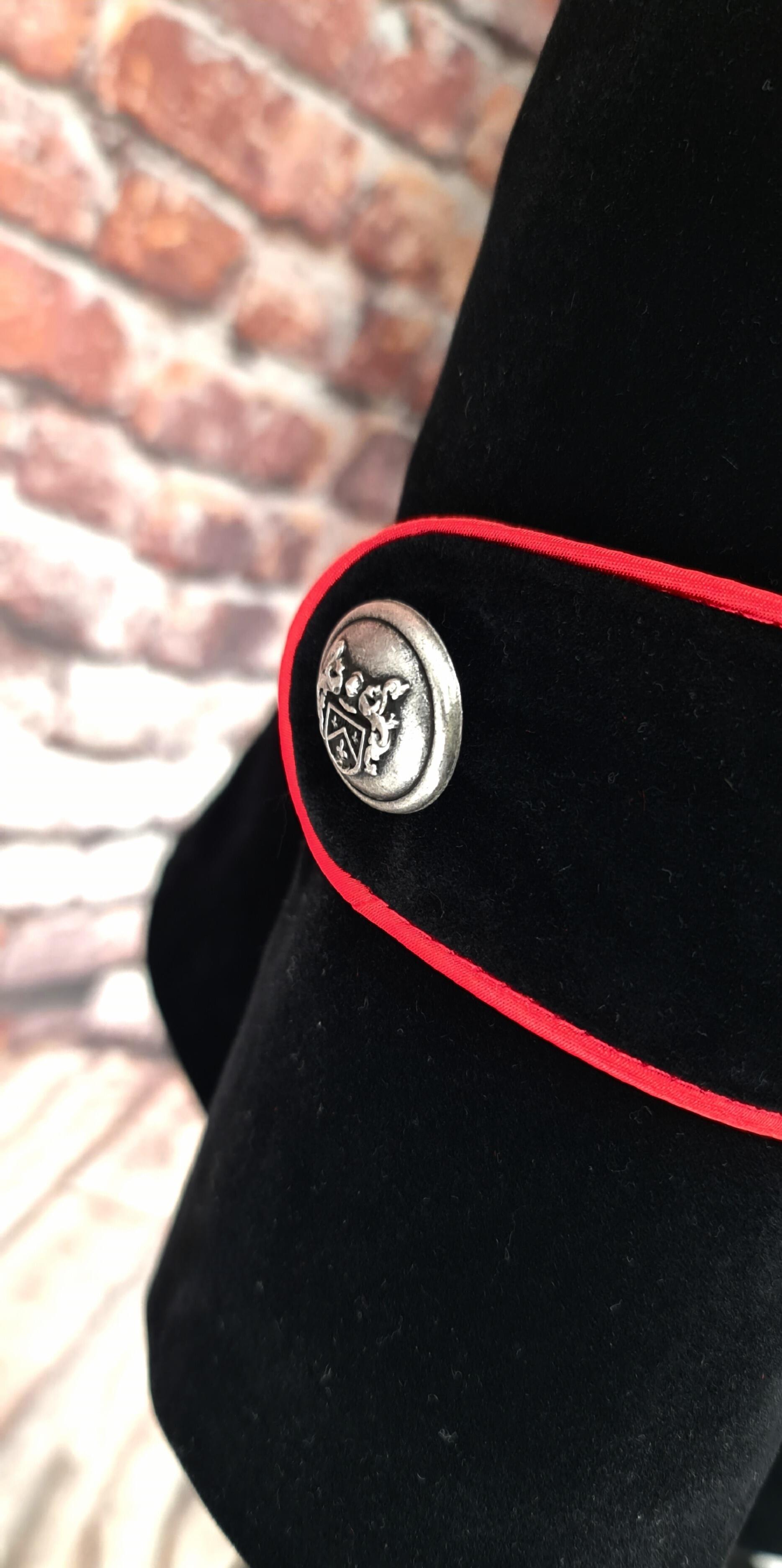 "Reginald" Black Velvet Military Style Dress Jacket
