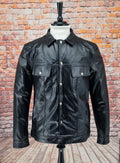 Weller- Black Leather Trucker Jacket