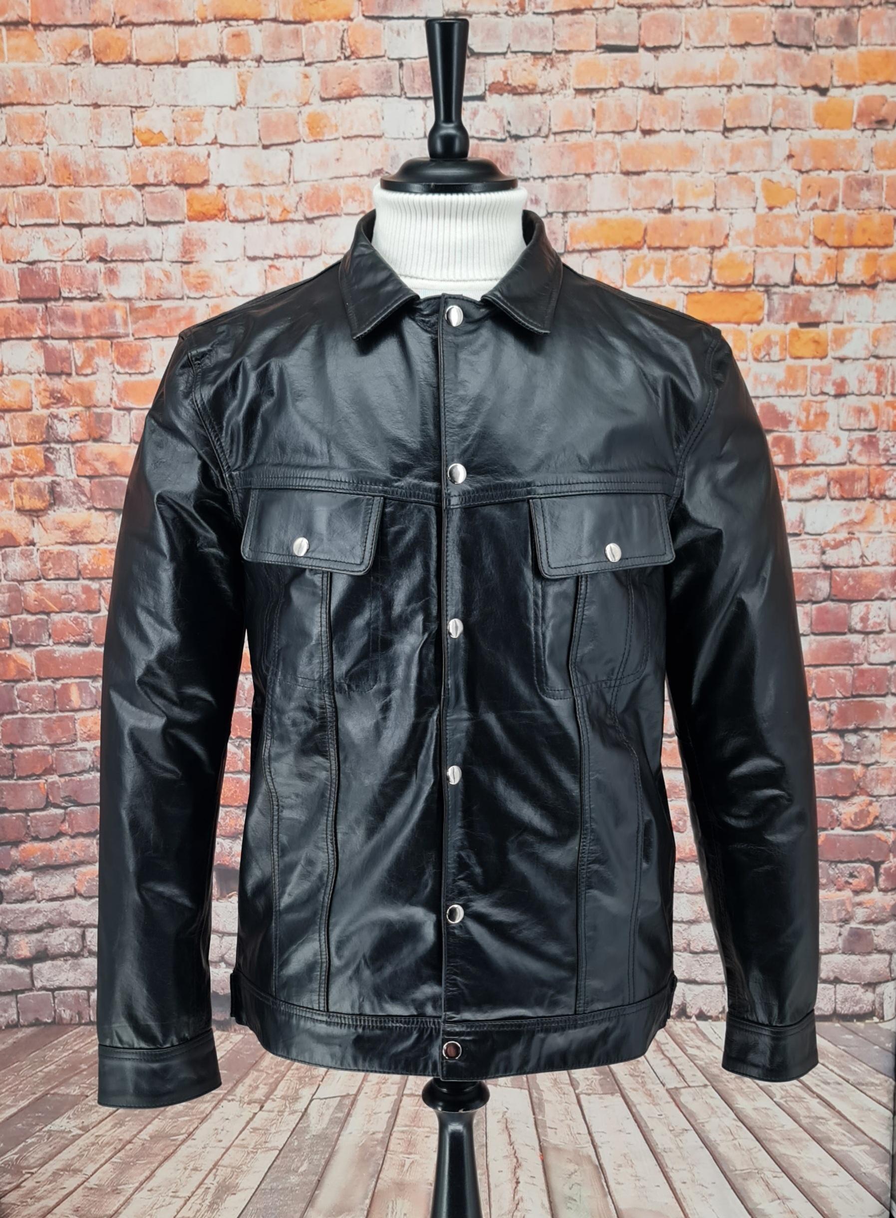 Weller- Black Leather Trucker Jacket