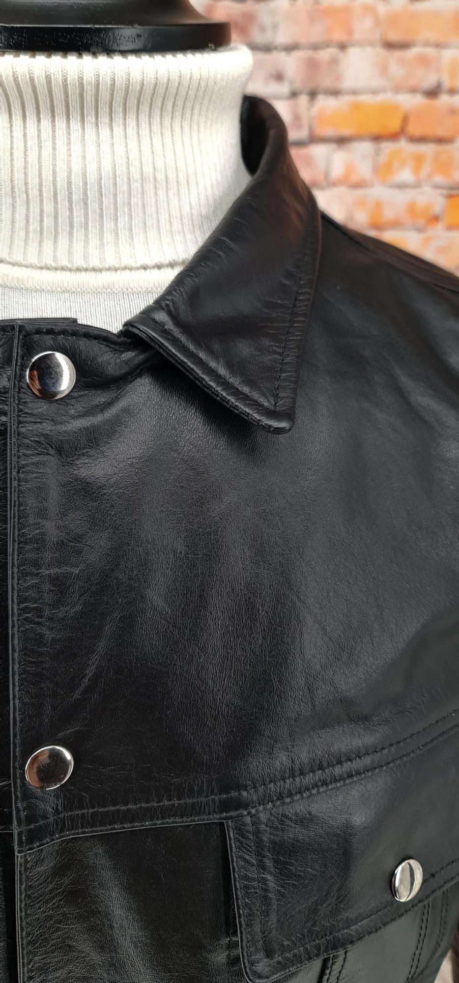 Weller- Black Leather Trucker Jacket