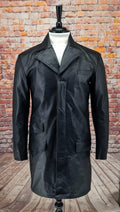 Buster - Black 3/4 length Leather Coat