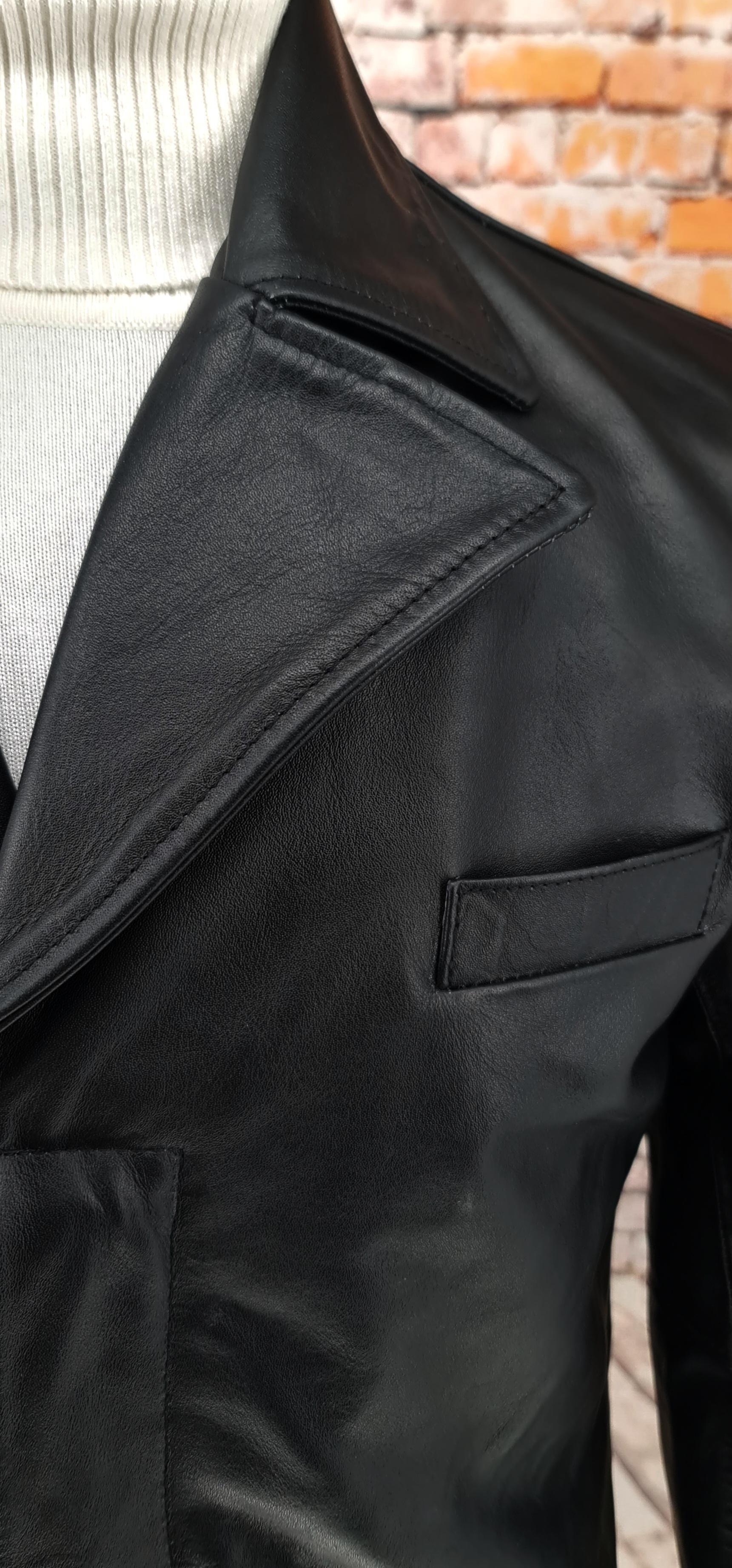 Buster - Black 3/4 length Leather Coat
