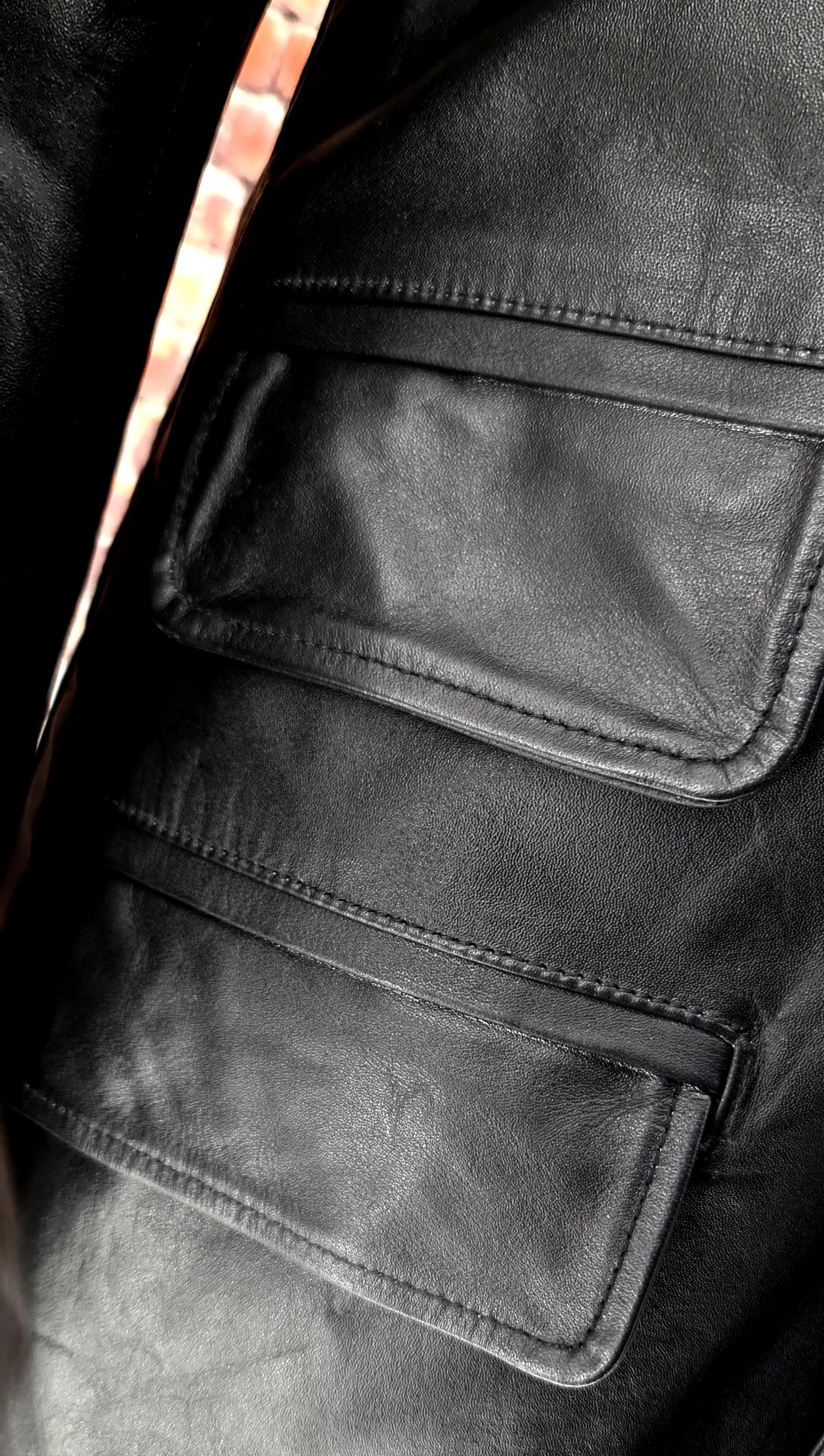 Buster - Black 3/4 length Leather Coat