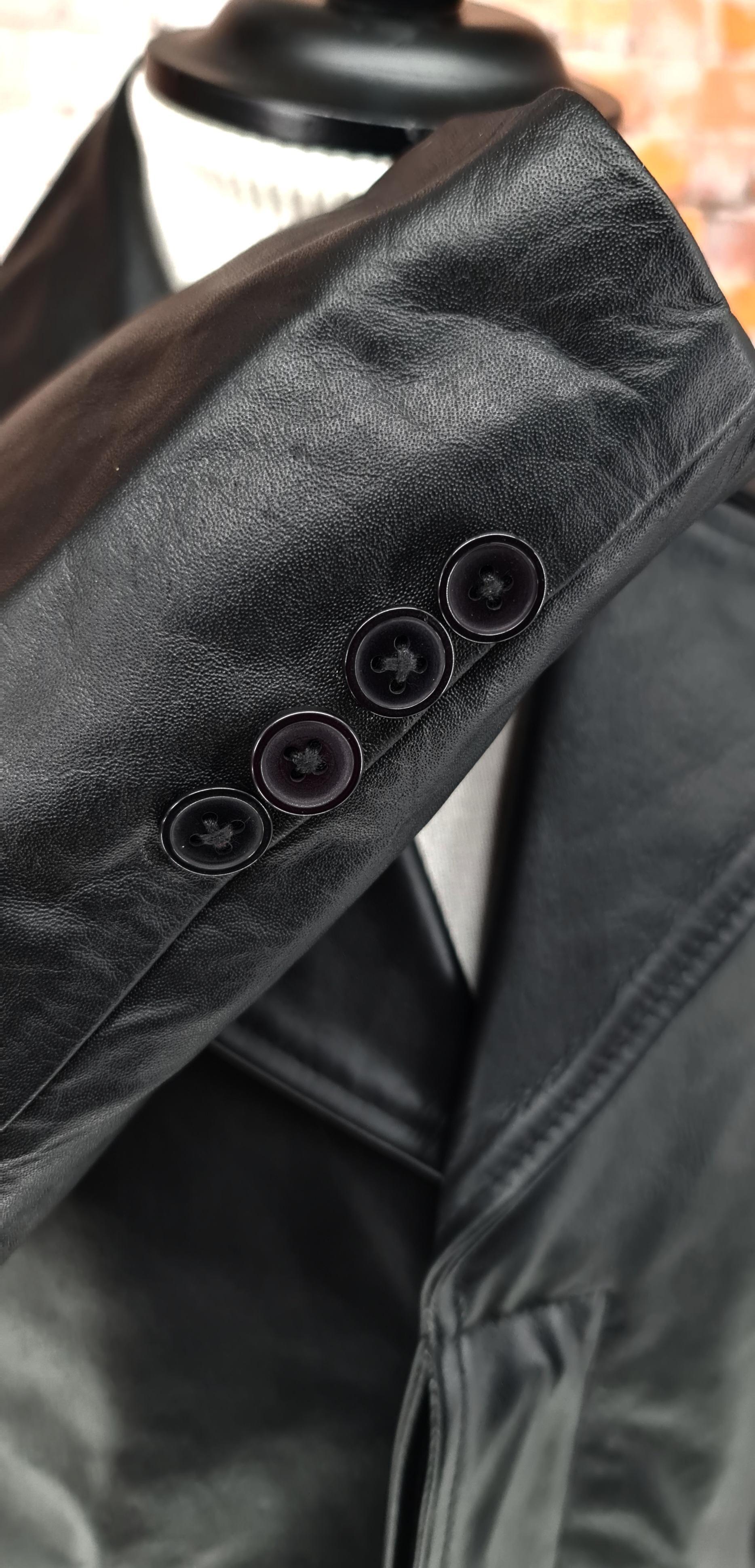 Buster - Black 3/4 length Leather Coat