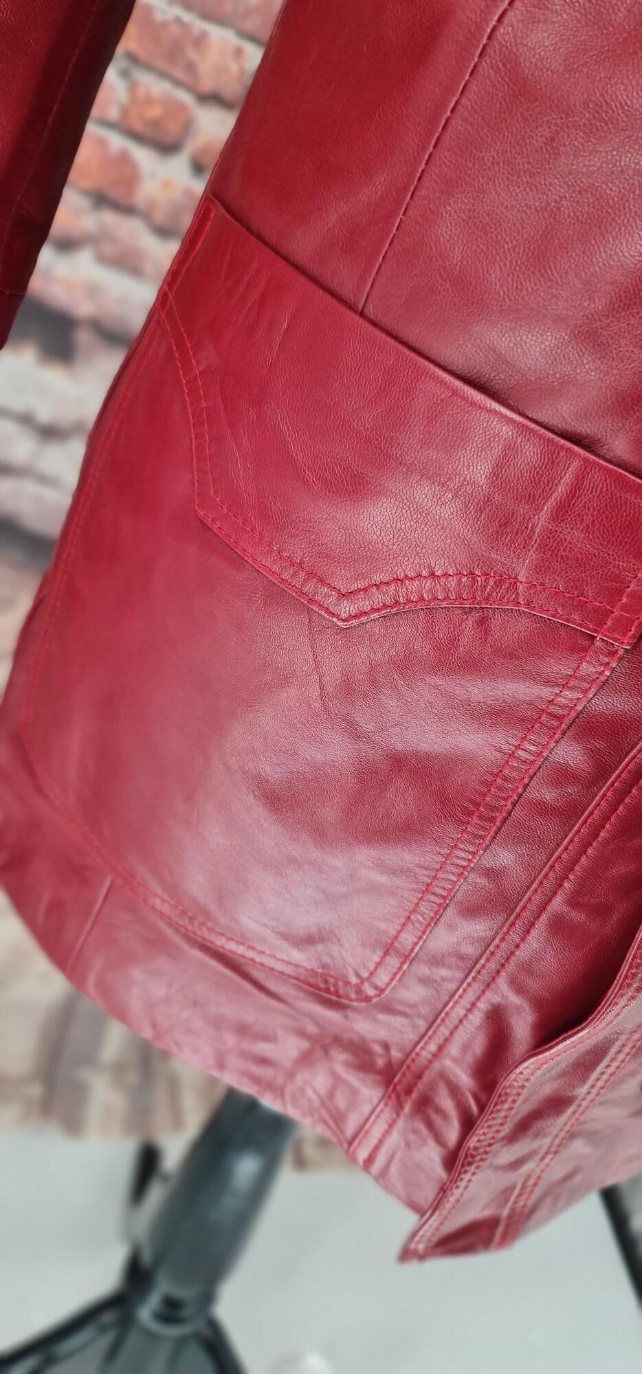 Leo - Rust Red Leather Coat