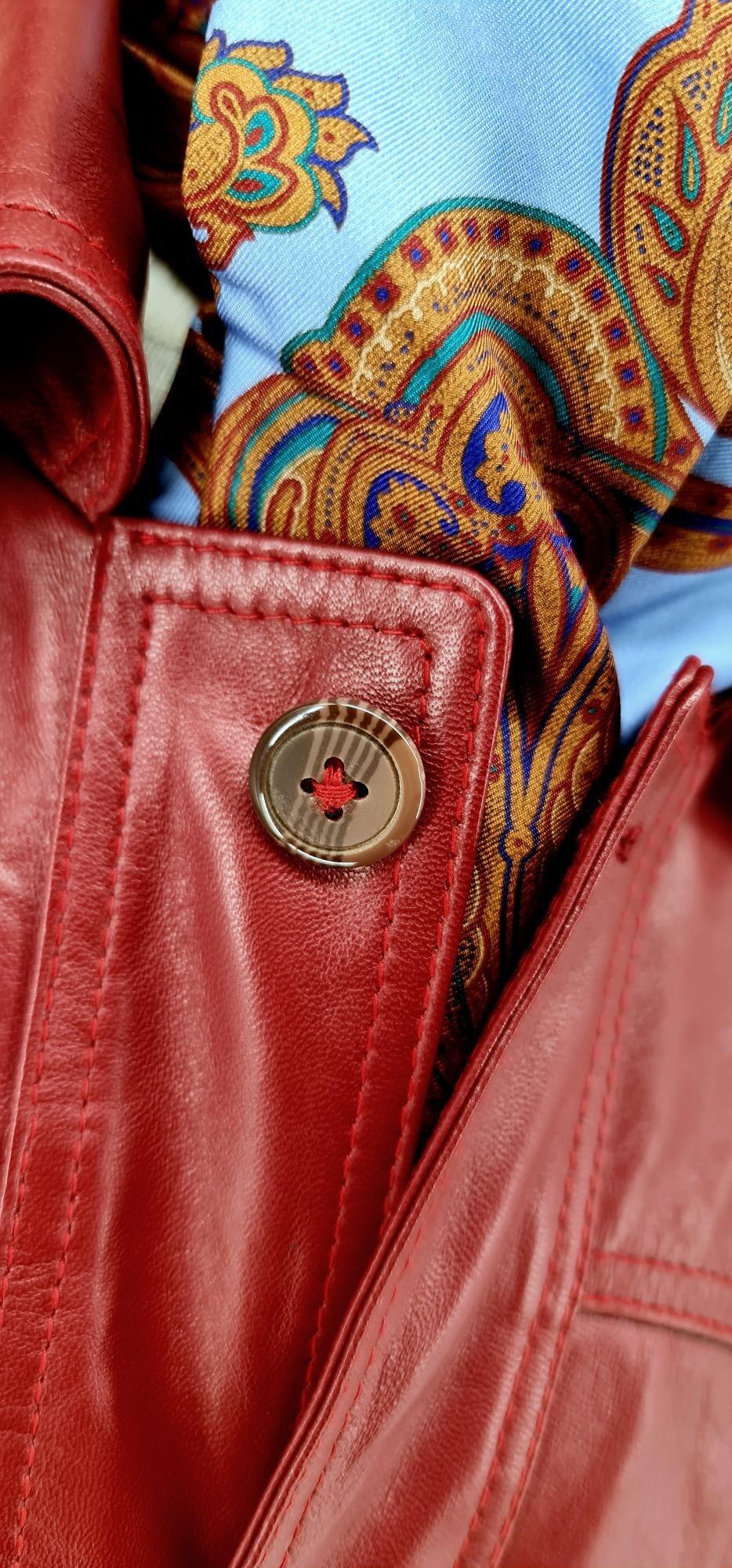Leo - Rust Red Leather Coat