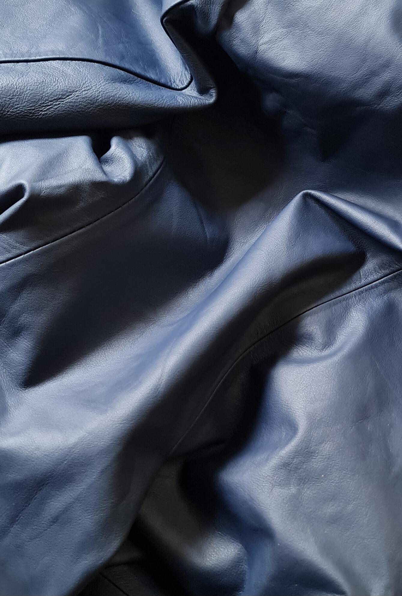 "Bodie" Muted Indigo Leather Safari Jacket