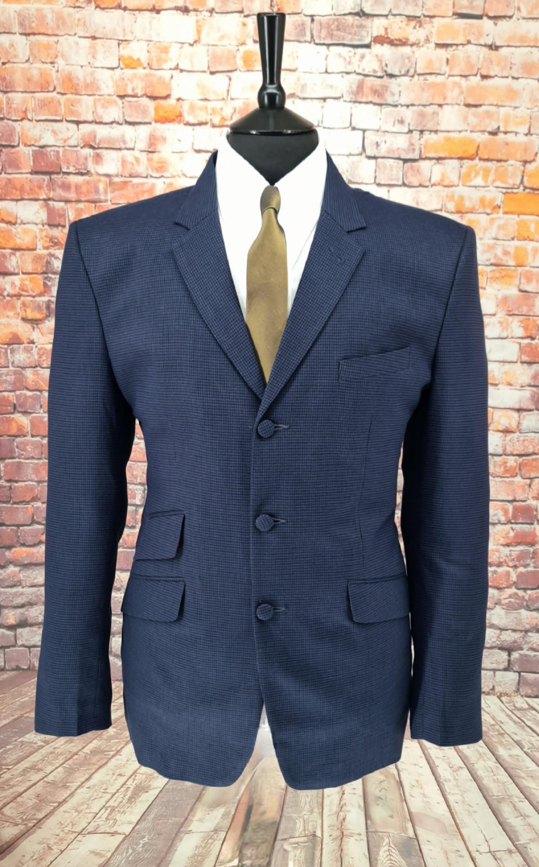 Henry Navy & Blue Dogtooth Checked Suit