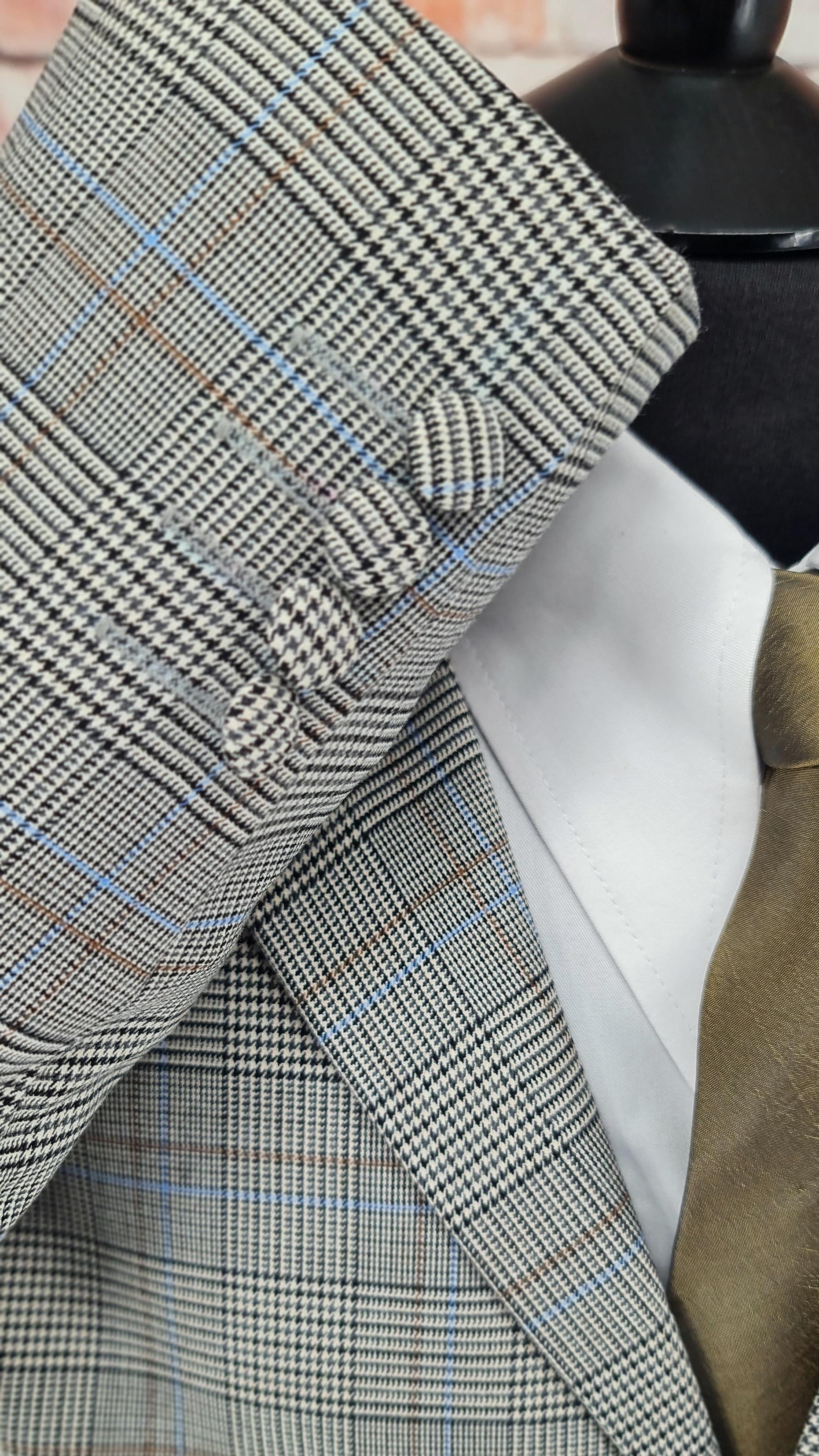 Lionheart Light Grey & Blue Pow Checked Suit