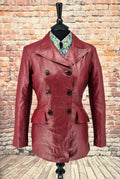 Jess - Women's Rust Red Double Breasted Leather Jacket