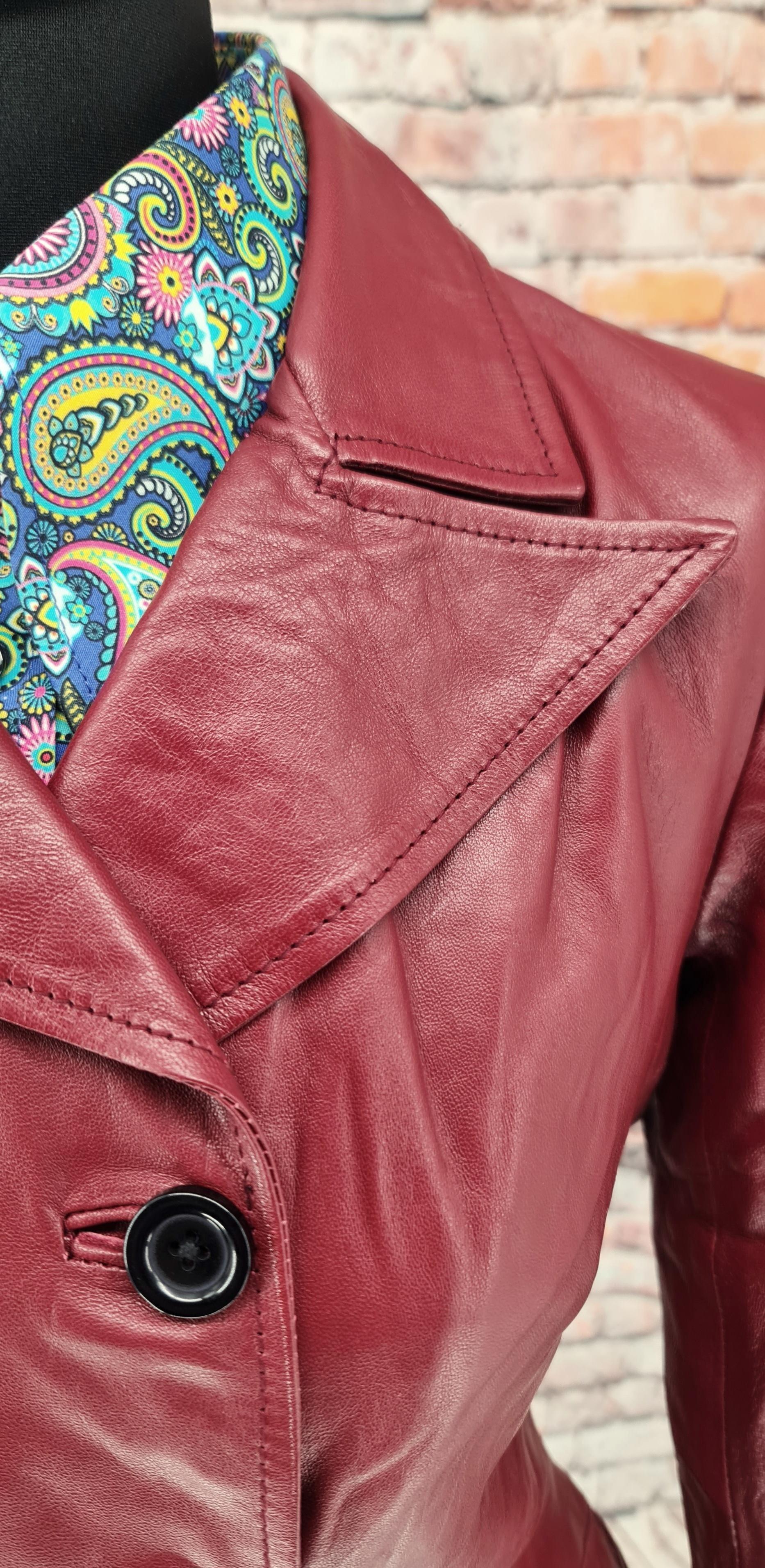 Jess - Women's Rust Red Double Breasted Leather Jacket