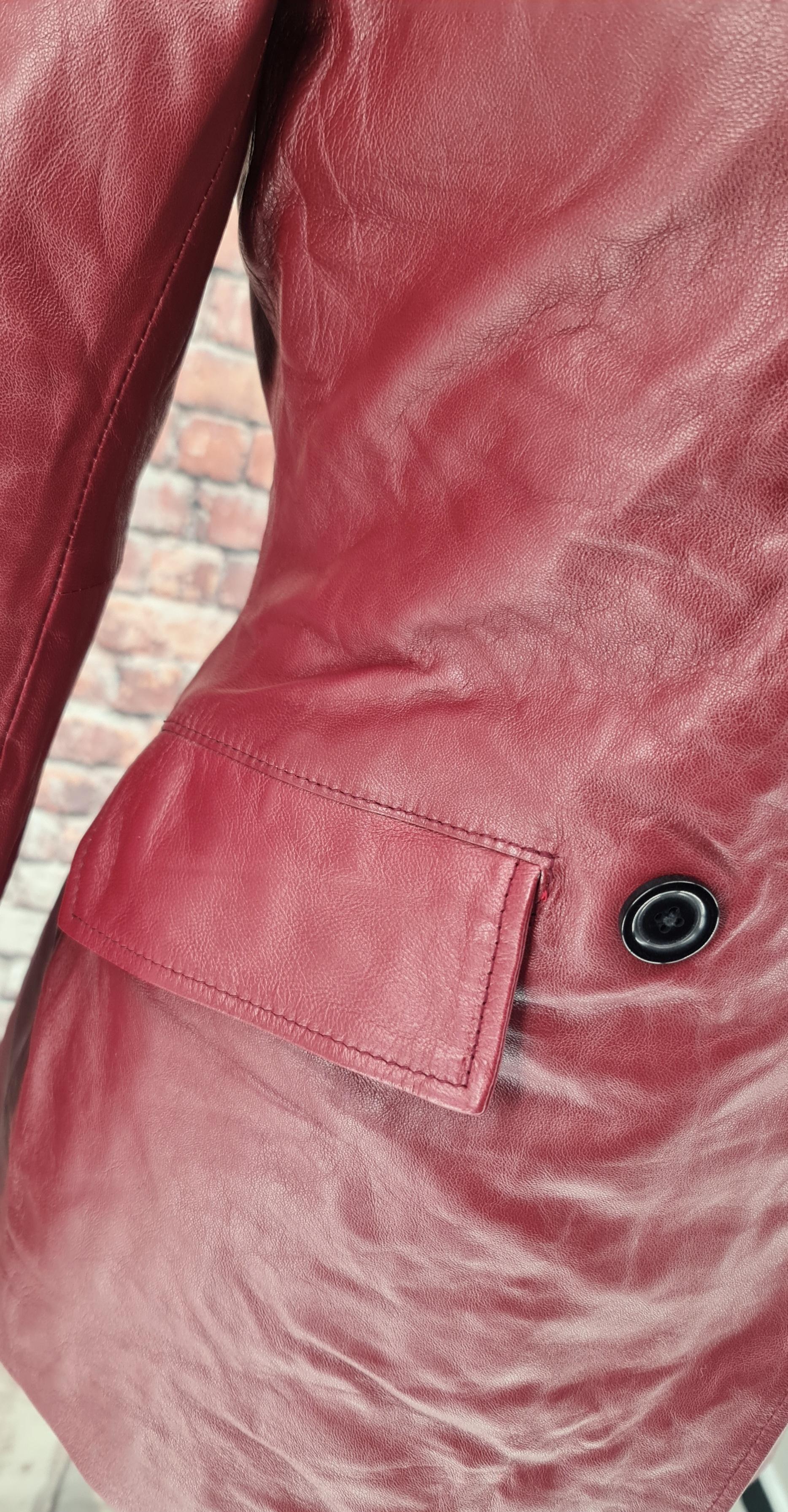 Jess - Women's Rust Red Double Breasted Leather Jacket