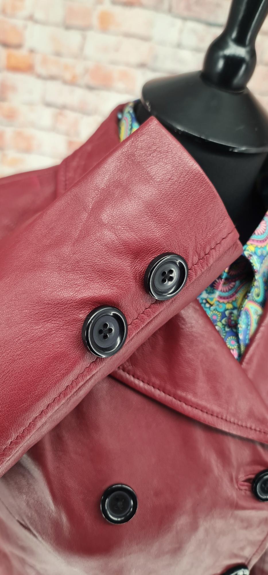 Jess - Women's Rust Red Double Breasted Leather Jacket