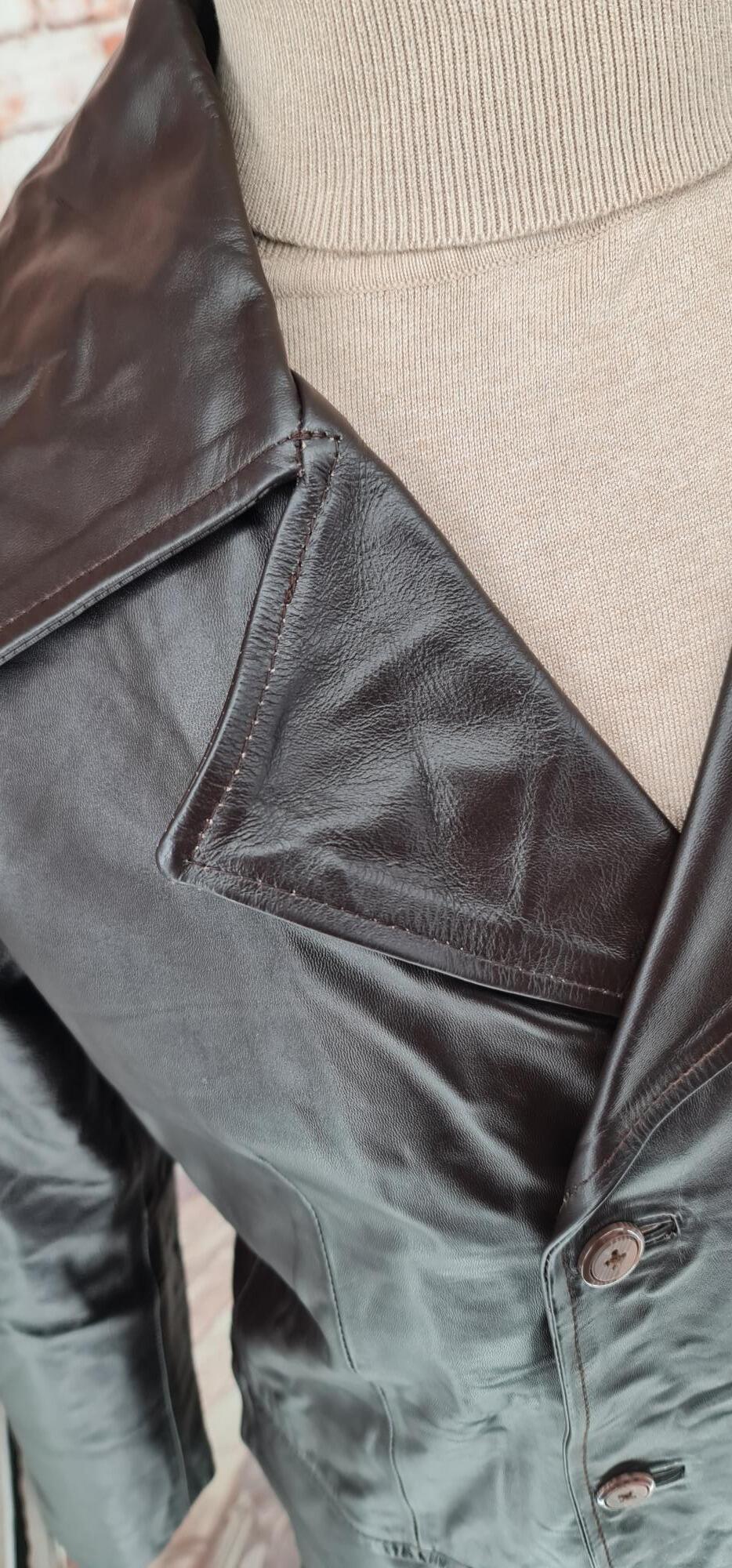 Foxley - Chocolate Brown Double Breasted Leather Jacket