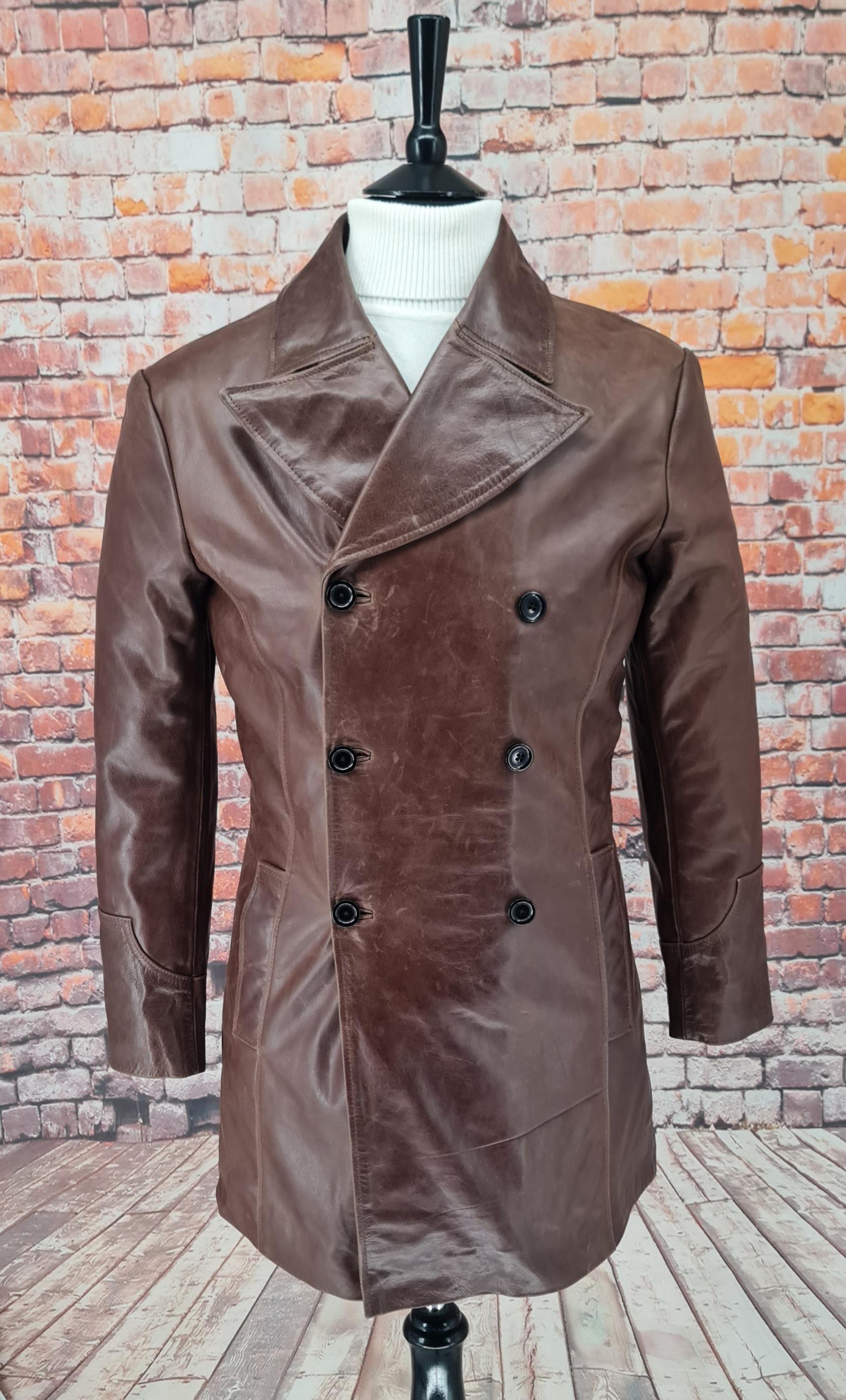 Frank - Men's Leather double Breasted Coat