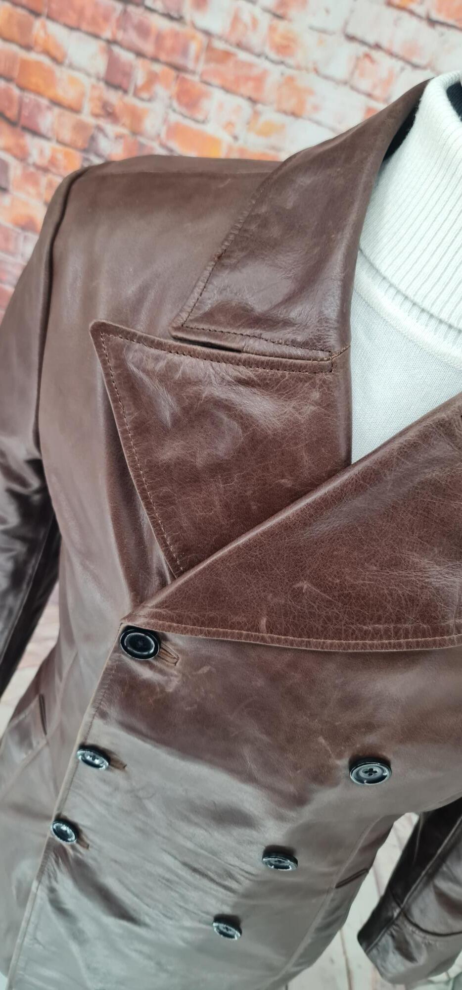 Frank - Men's Leather double Breasted Coat