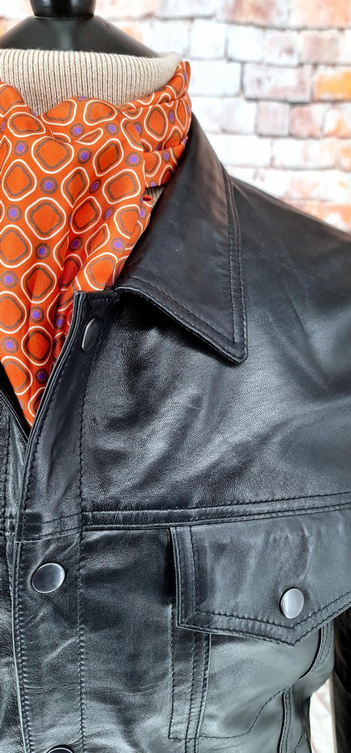 "Lomas"  Black  Short Superb Leather Jacket