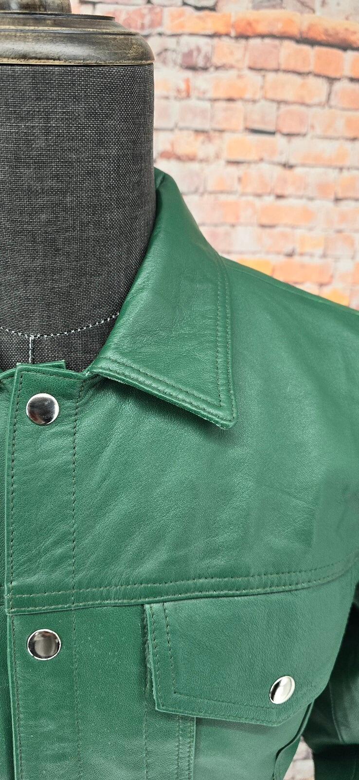 "Lomas"  Green Short Superb Leather Jacket