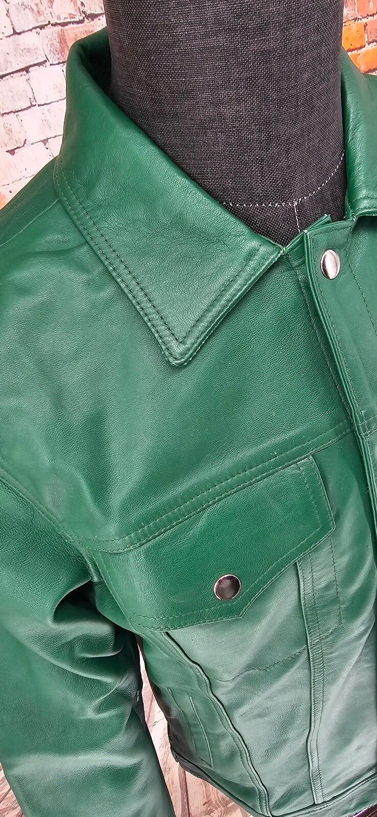 "Lomas"  Green Short Superb Leather Jacket