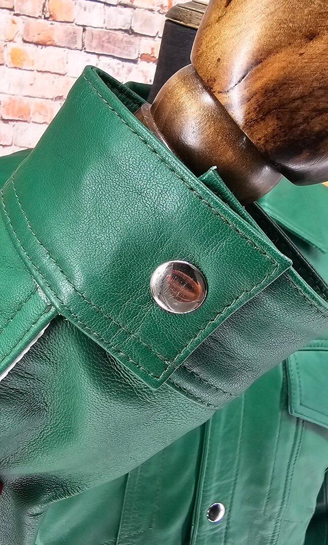 "Lomas"  Green Short Superb Leather Jacket