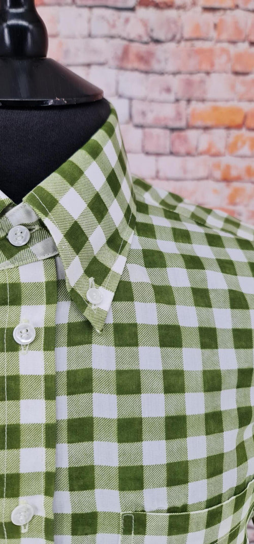 Basil - Green Gingham Check Short Sleeve Shirt