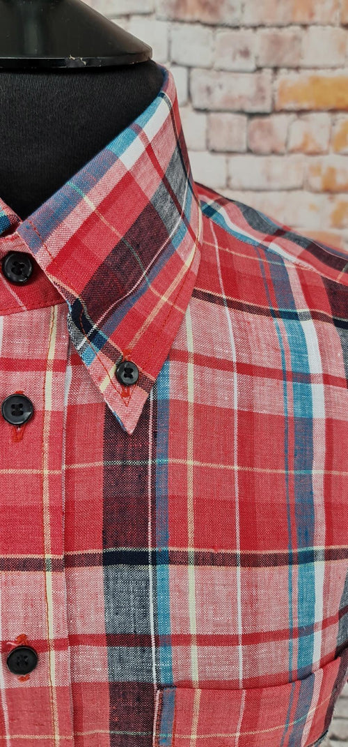 "Hendricks"  Checked Linen Short Sleeve Shirt
