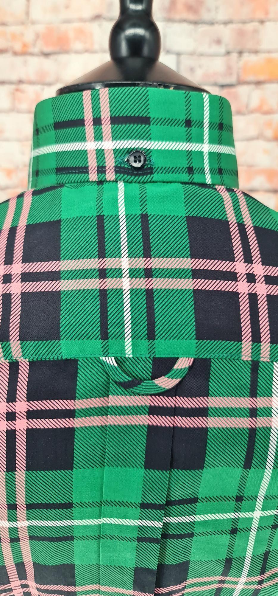 "Toots" Green Black & Pink Check Short Sleeve Shirt
