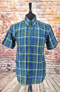 "Booker"  Checked Blue Green Short Sleeve Shirt
