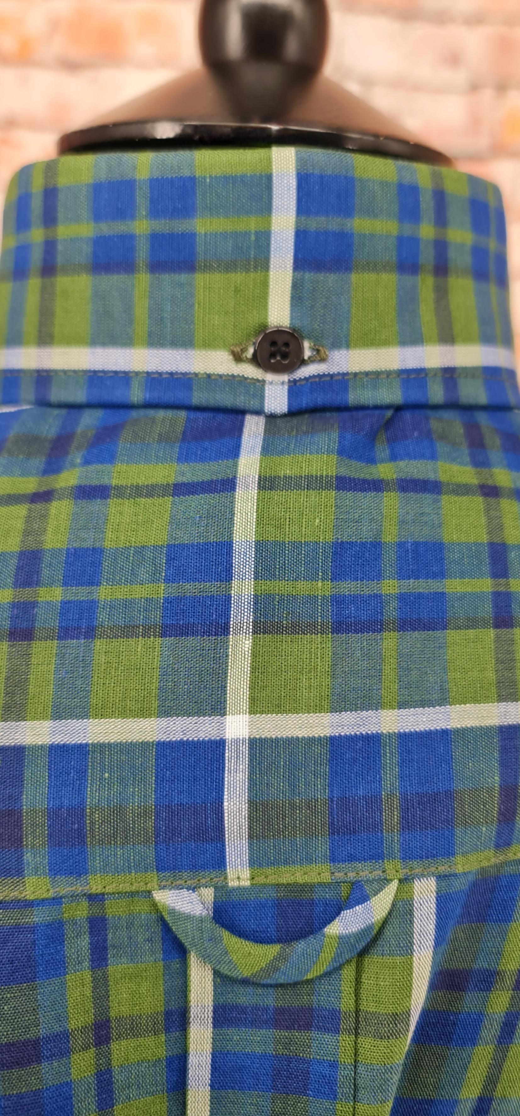 "Booker"  Checked Blue Green Short Sleeve Shirt