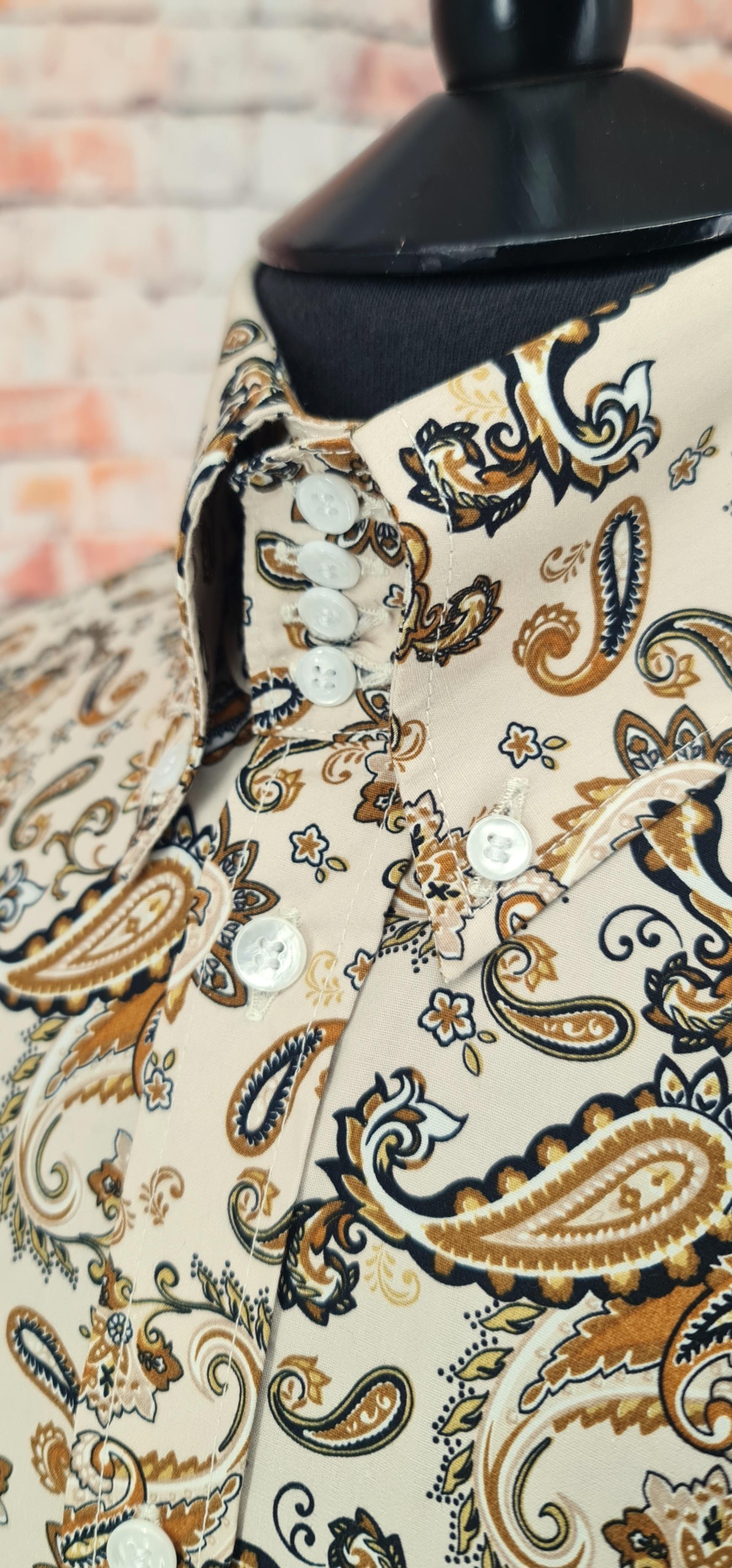 "Jude" 4 Button Collar Yeĺlow Paisley Shirt