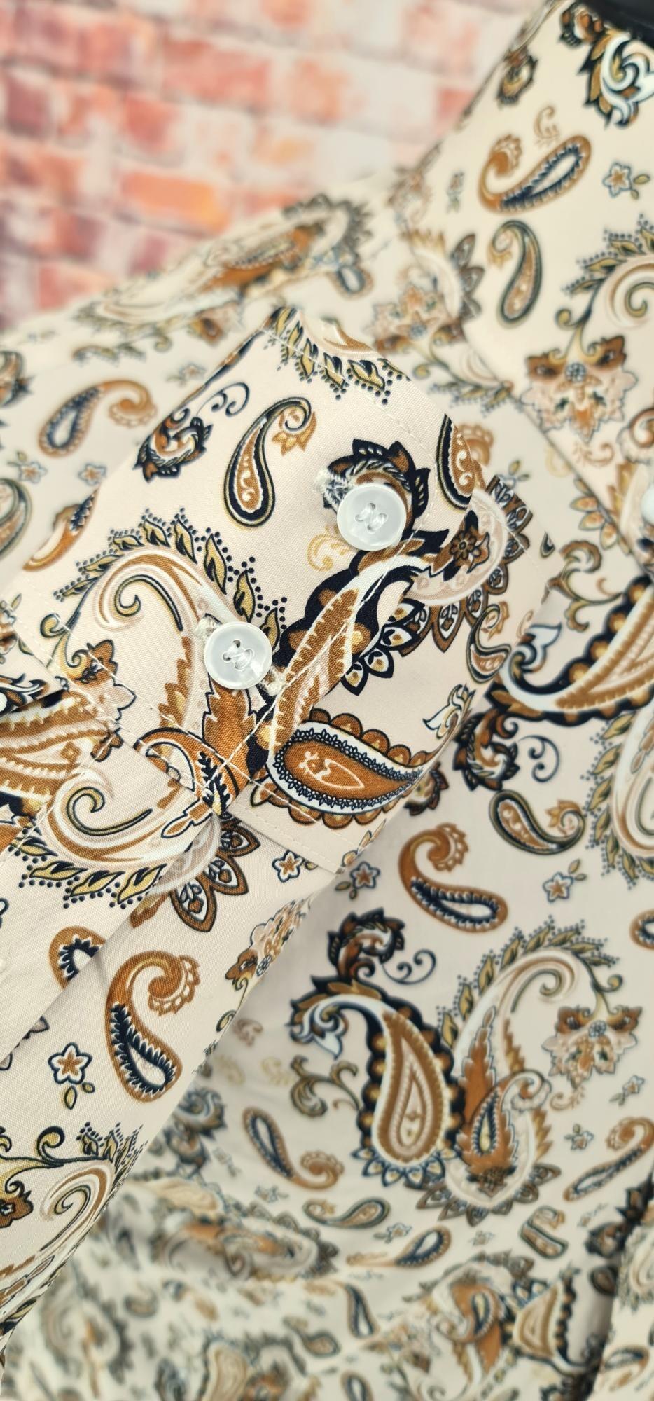 "Jude" 4 Button Collar Yeĺlow Paisley Shirt