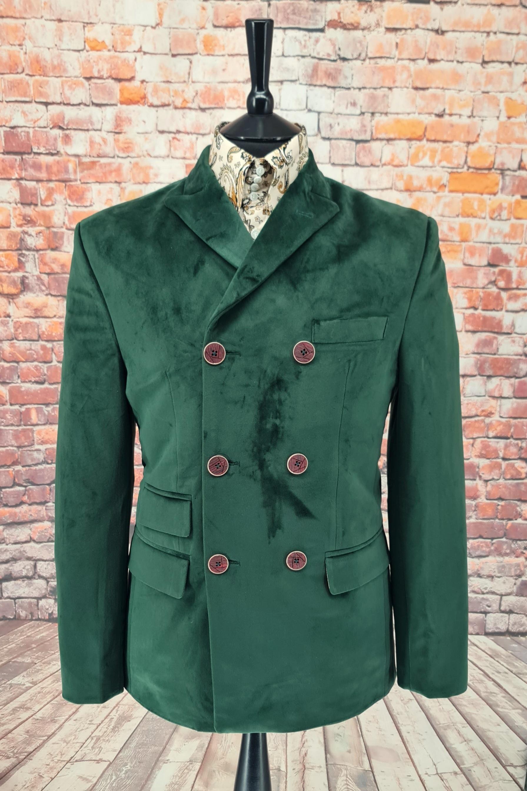 Langley - Green Velvet Double Breasted Jacket