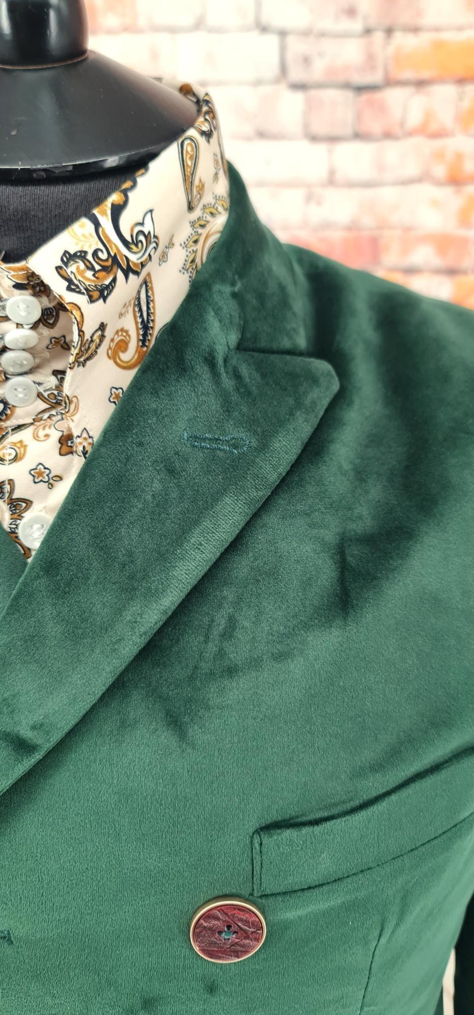 Langley - Green Velvet Double Breasted Jacket